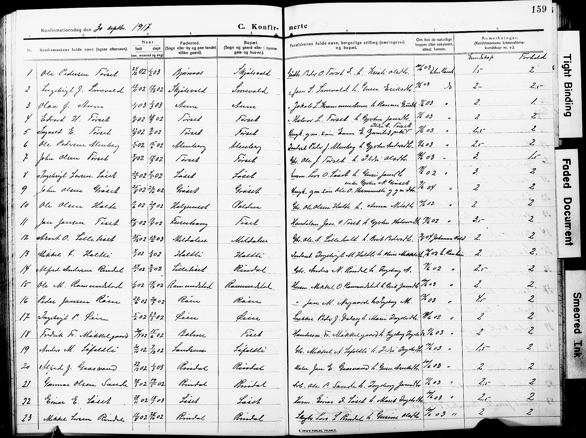 Ministerialprotokoller, klokkerbøker og fødselsregistre - Møre og Romsdal, AV/SAT-A-1454/598/L1079: Klokkerbok nr. 598C04, 1909-1927, s. 159