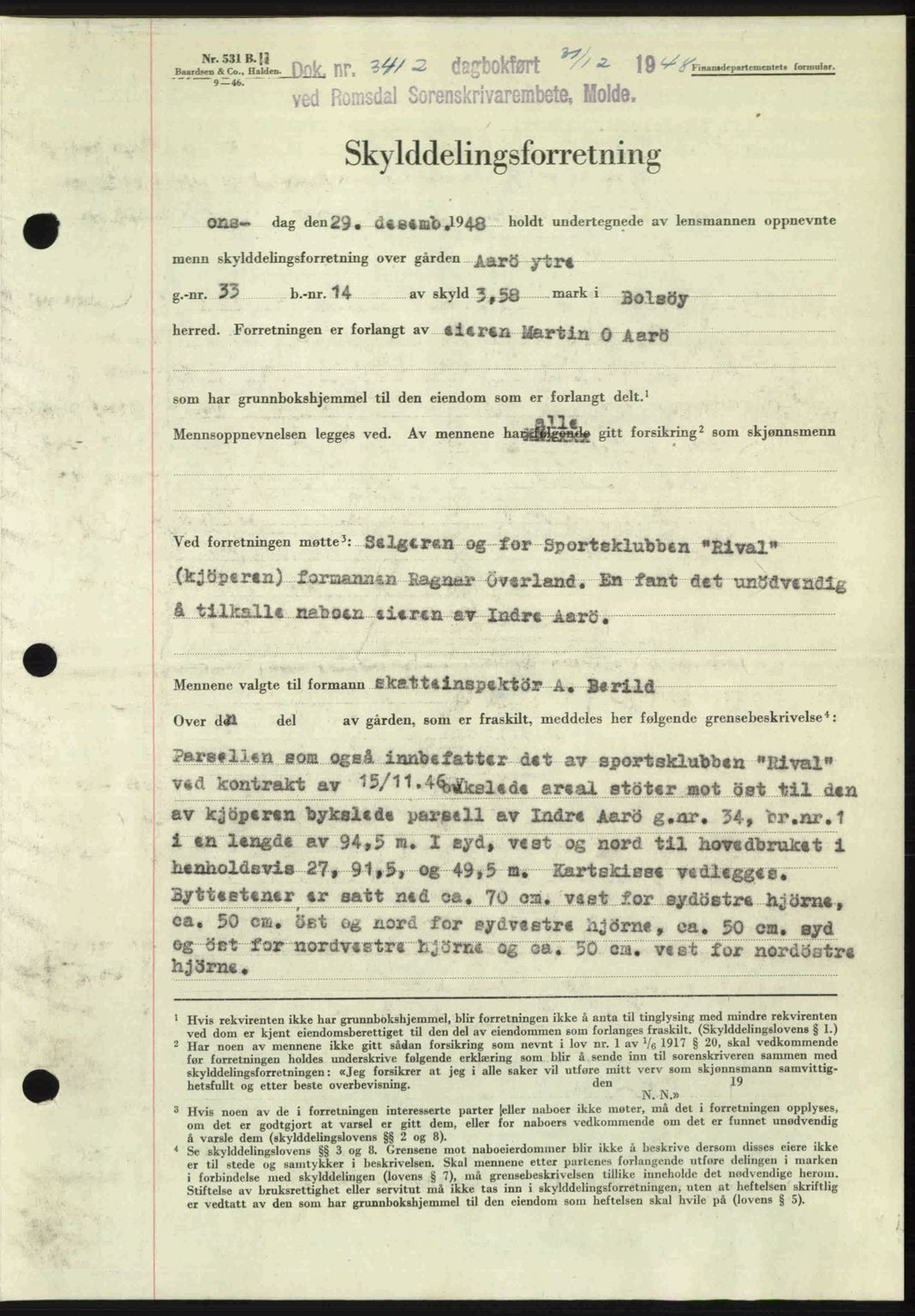 Romsdal sorenskriveri, AV/SAT-A-4149/1/2/2C: Pantebok nr. A28, 1948-1949, Dagboknr: 3412/1948