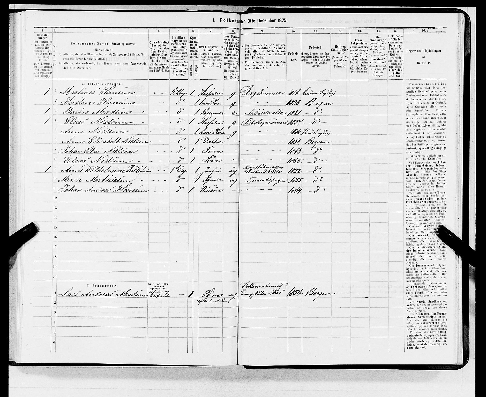 SAB, Folketelling 1875 for 1301 Bergen kjøpstad, 1875, s. 5872