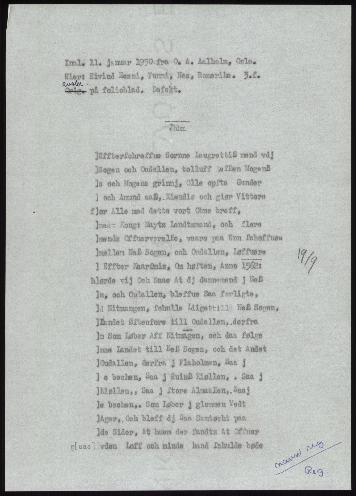 Samlinger til kildeutgivelse, Diplomavskriftsamlingen, AV/RA-EA-4053/H/Ha, s. 1043