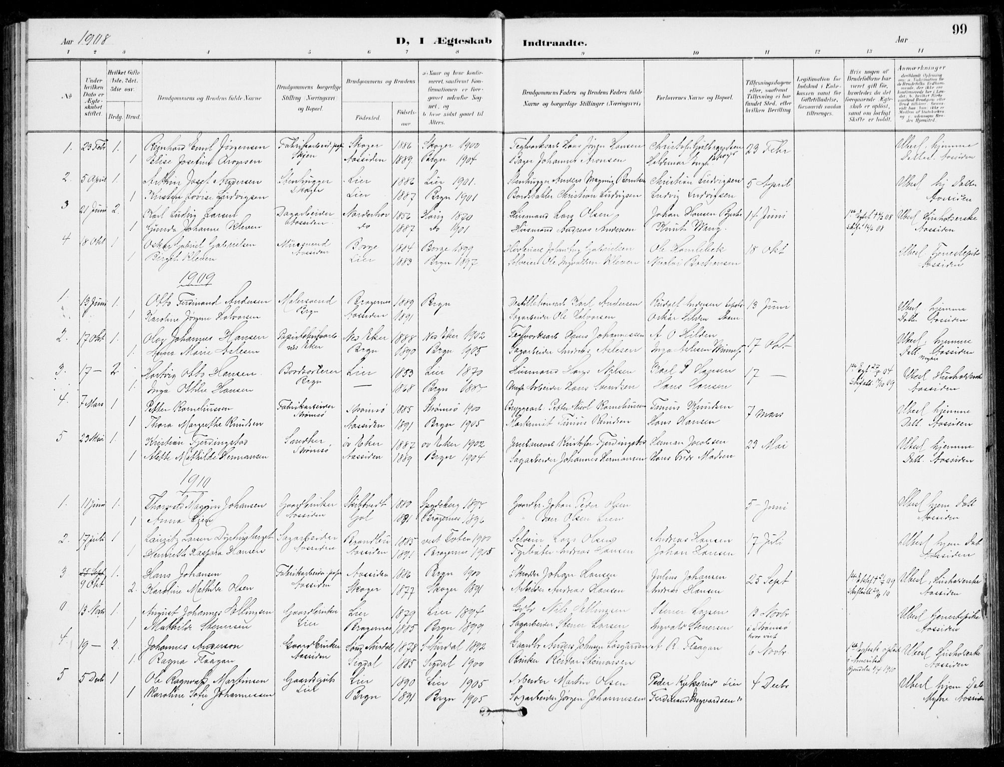 Åssiden kirkebøker, AV/SAKO-A-251/F/Fa/L0002: Ministerialbok nr. 2, 1896-1916, s. 99