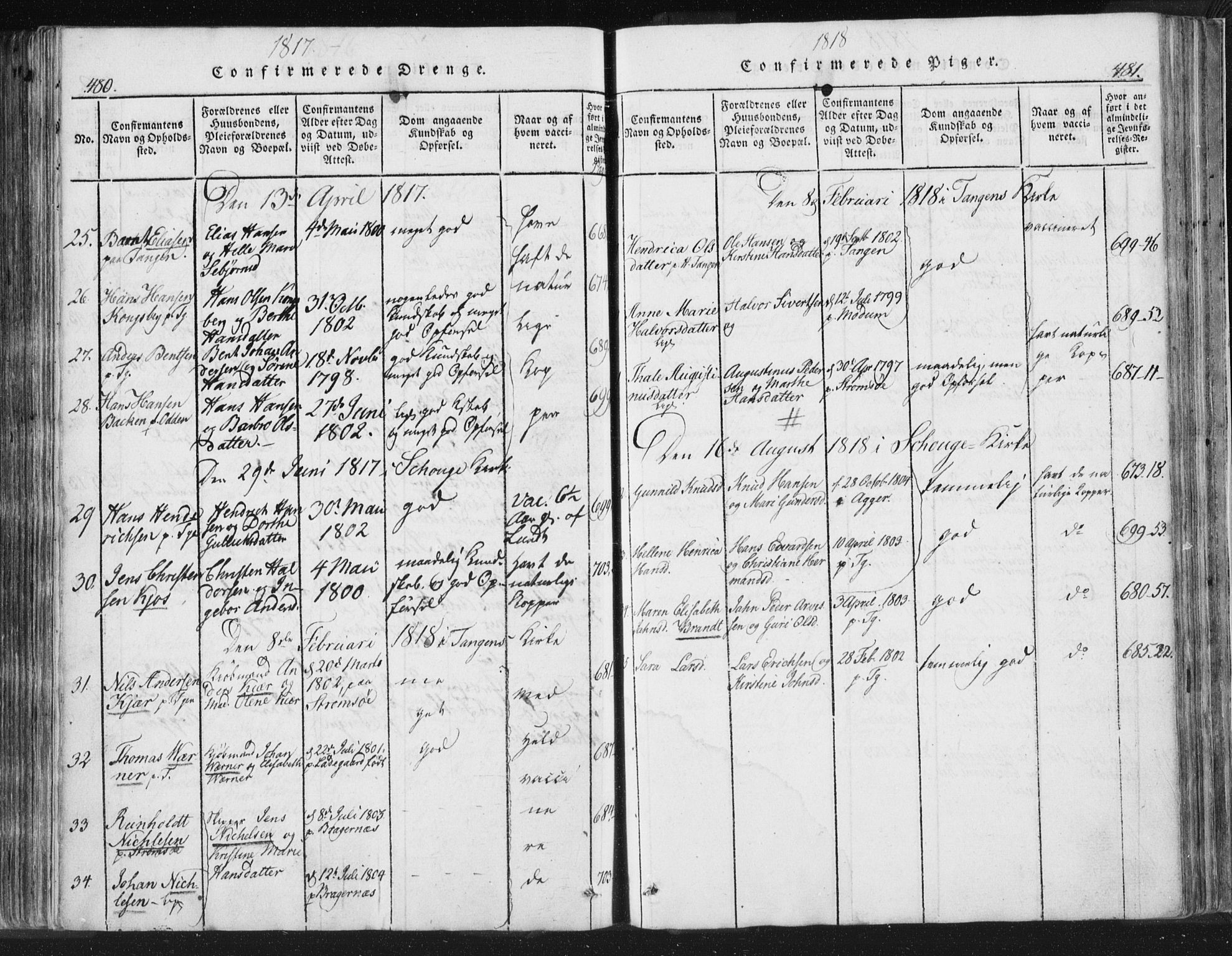Strømsø kirkebøker, AV/SAKO-A-246/F/Fb/L0004: Ministerialbok nr. II 4, 1814-1843, s. 480-481