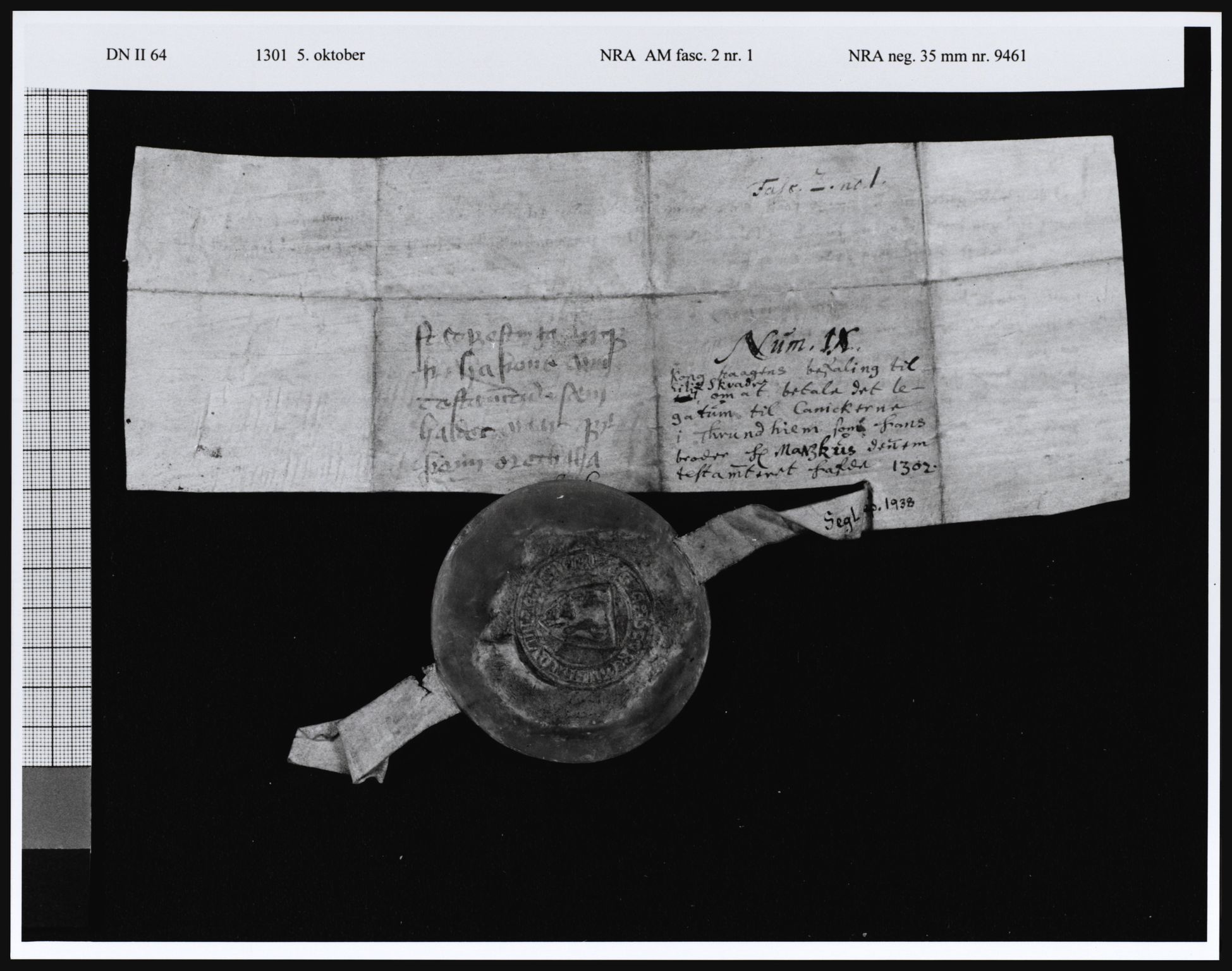 Riksarkivets diplomsamling, AV/RA-EA-5965/F05/L0004: NRA AM fasc. 2 nr. 1-2c, 1301-1339, s. 5