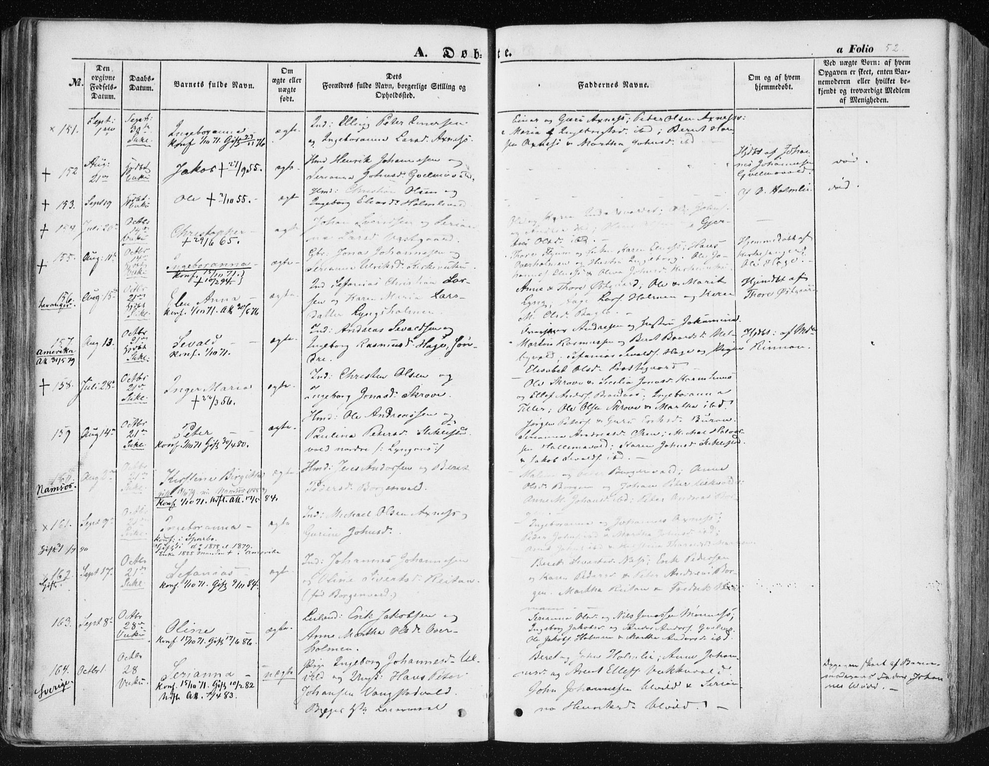 Ministerialprotokoller, klokkerbøker og fødselsregistre - Nord-Trøndelag, AV/SAT-A-1458/723/L0240: Ministerialbok nr. 723A09, 1852-1860, s. 52