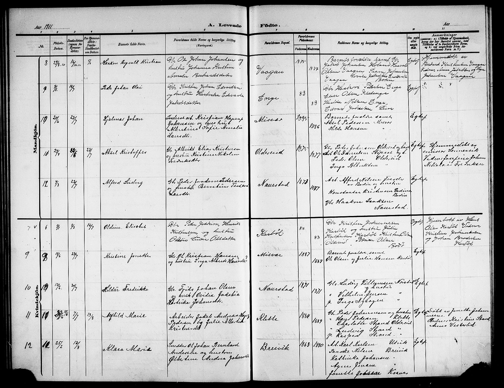 Ministerialprotokoller, klokkerbøker og fødselsregistre - Nordland, AV/SAT-A-1459/852/L0756: Klokkerbok nr. 852C07, 1902-1916