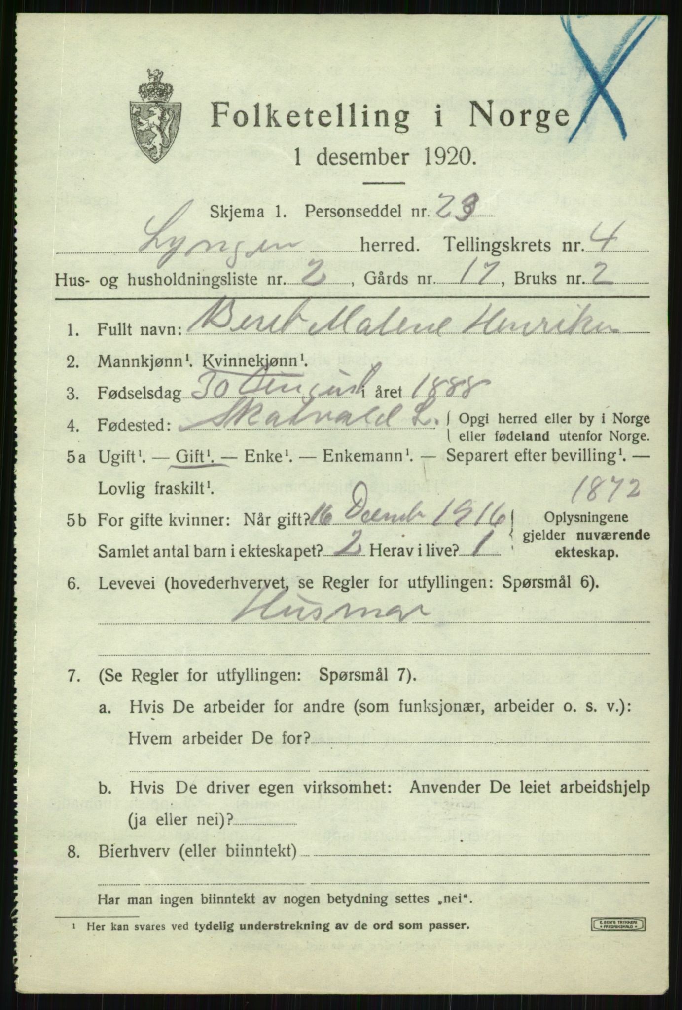 SATØ, Folketelling 1920 for 1938 Lyngen herred, 1920, s. 4067