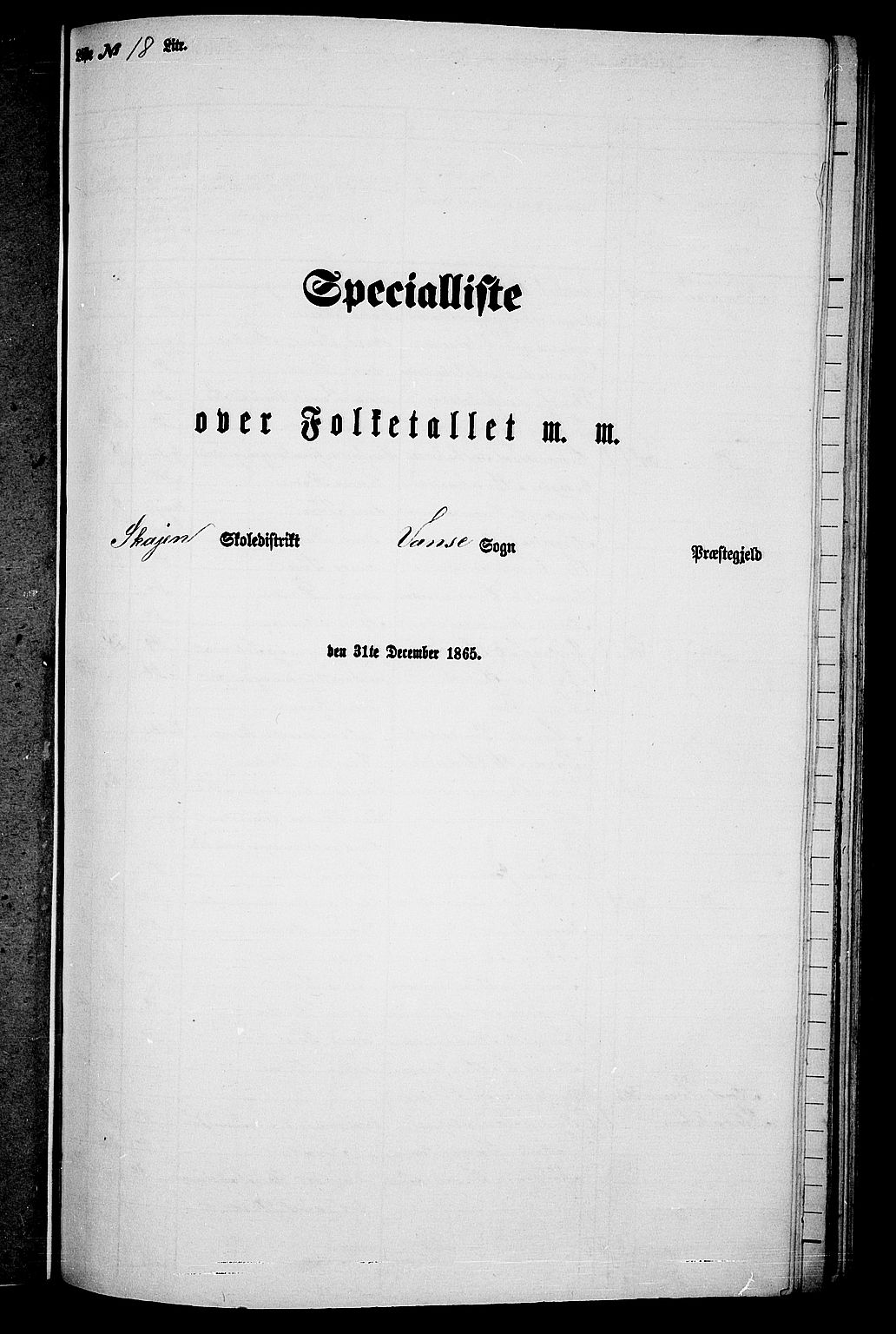 RA, Folketelling 1865 for 1041L Vanse prestegjeld, Vanse sokn og Farsund landsokn, 1865, s. 184