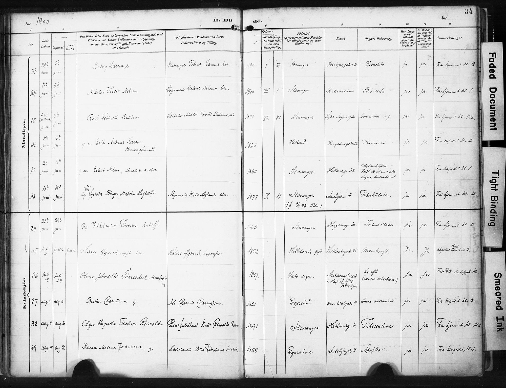St. Petri sokneprestkontor, AV/SAST-A-101813/001/30/30BA/L0022: Ministerialbok nr. A 22, 1895-1919, s. 34