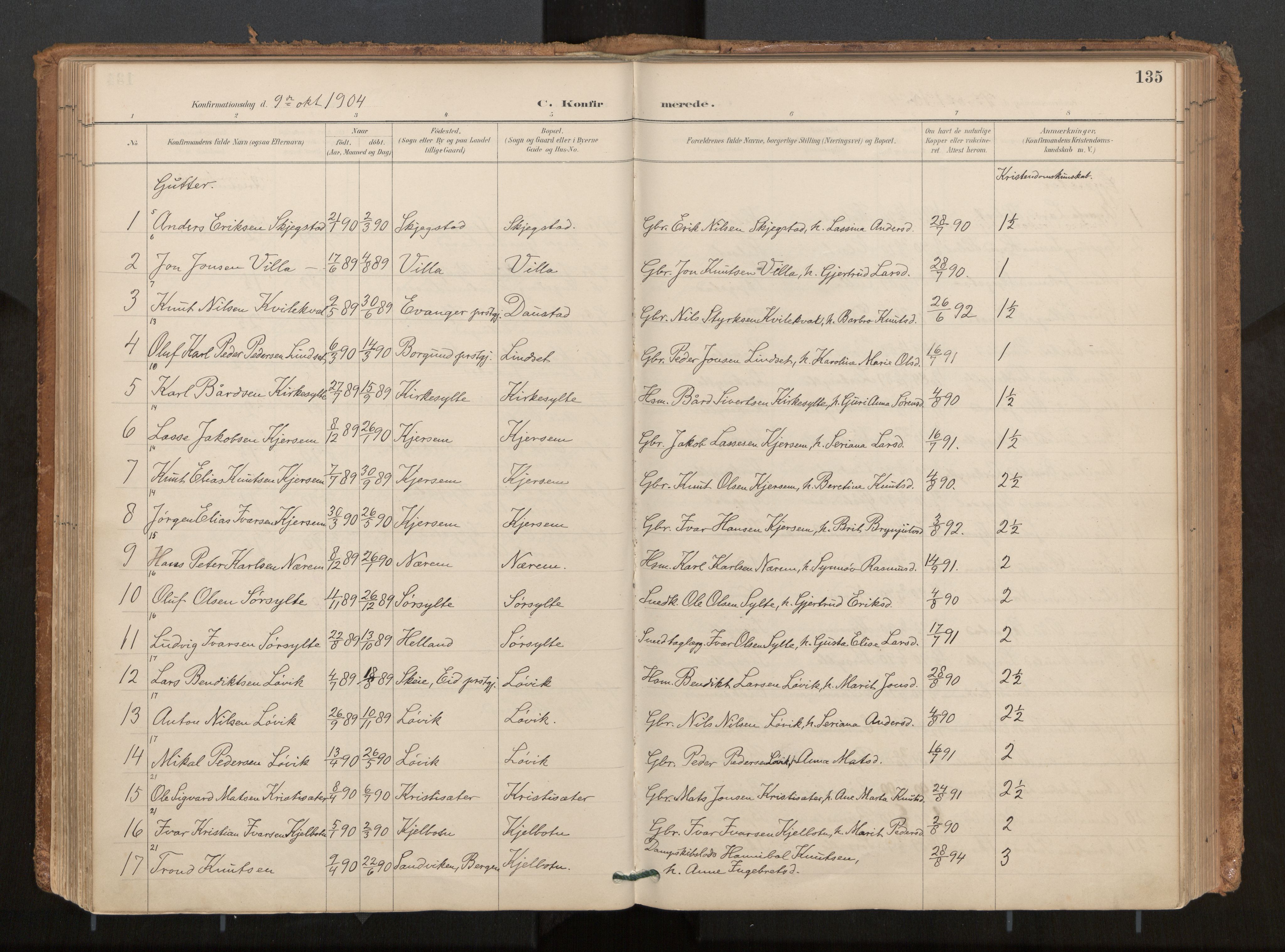 Ministerialprotokoller, klokkerbøker og fødselsregistre - Møre og Romsdal, AV/SAT-A-1454/541/L0545a: Ministerialbok nr. 541A03, 1887-1912, s. 135