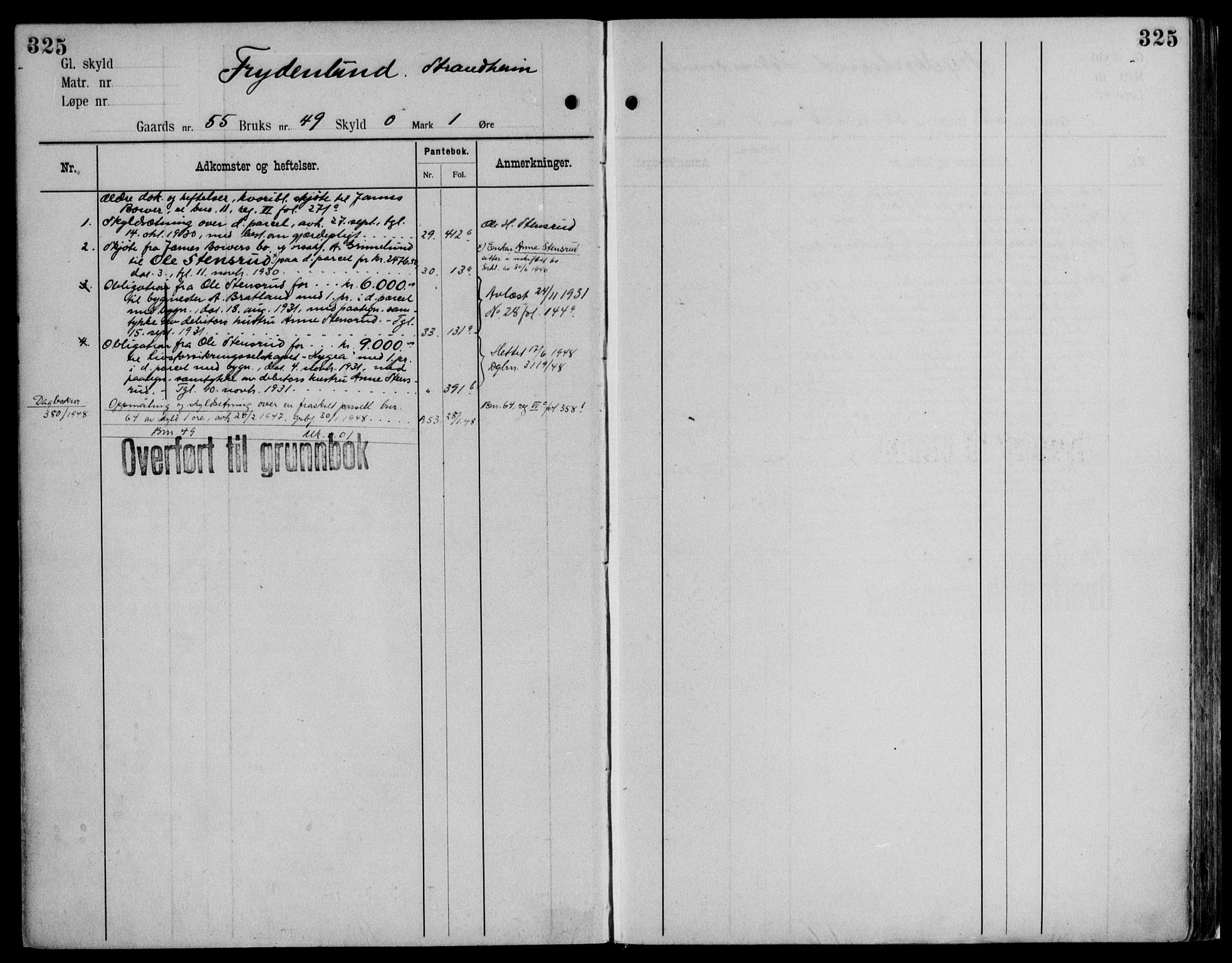 Midhordland sorenskriveri, AV/SAB-A-3001/1/G/Ga/Gab/L0116: Panteregister nr. II.A.b.116, s. 325