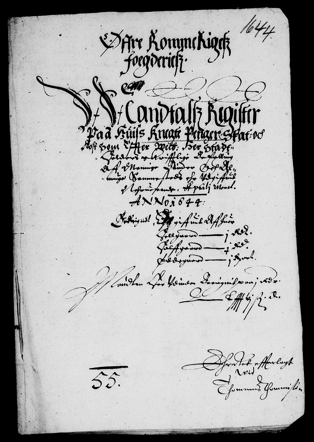 Rentekammeret inntil 1814, Reviderte regnskaper, Lensregnskaper, AV/RA-EA-5023/R/Rb/Rba/L0179: Akershus len, 1643-1644
