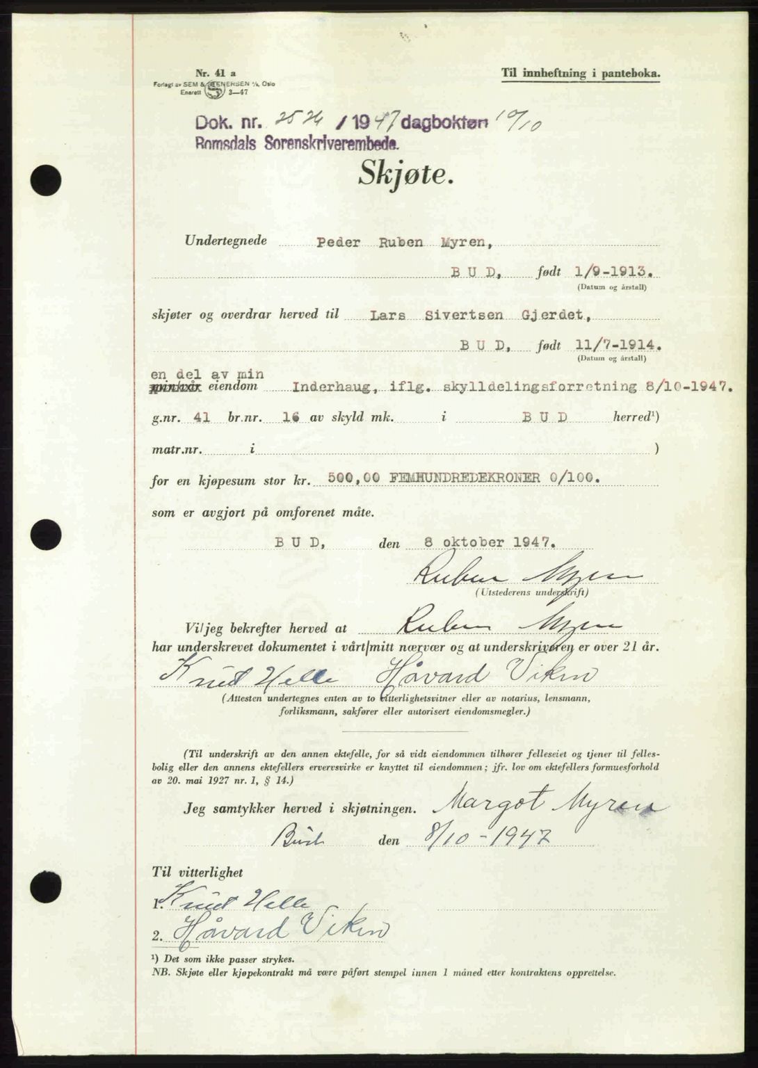 Romsdal sorenskriveri, AV/SAT-A-4149/1/2/2C: Pantebok nr. A24, 1947-1947, Dagboknr: 2526/1947