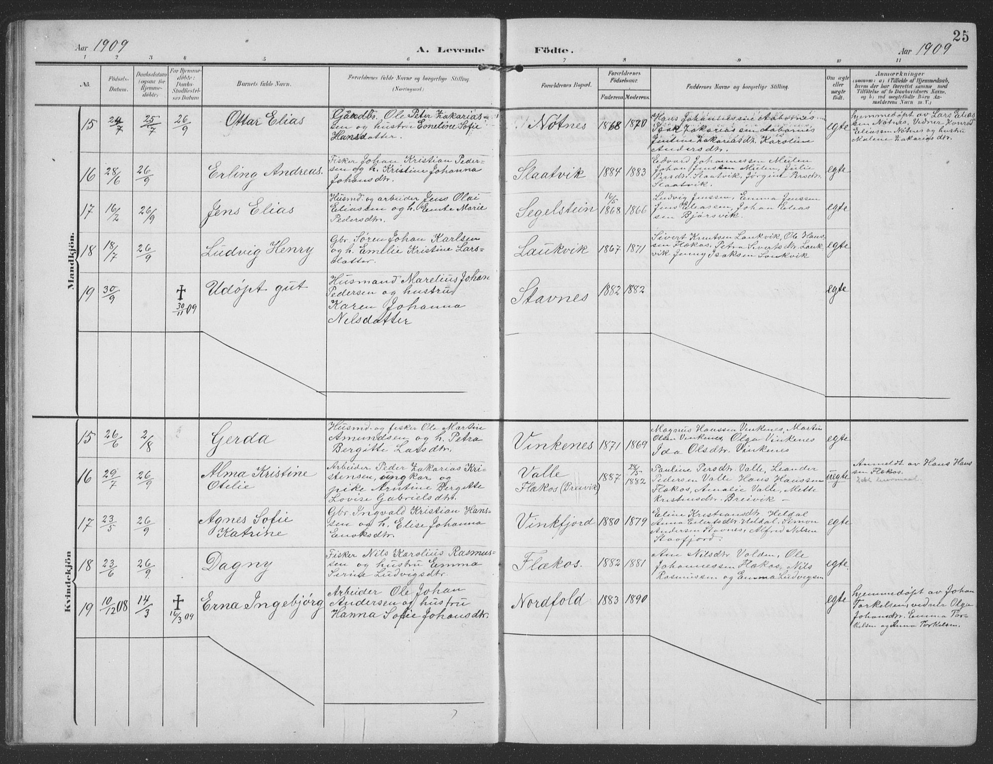 Ministerialprotokoller, klokkerbøker og fødselsregistre - Nordland, AV/SAT-A-1459/858/L0835: Klokkerbok nr. 858C02, 1904-1940, s. 25