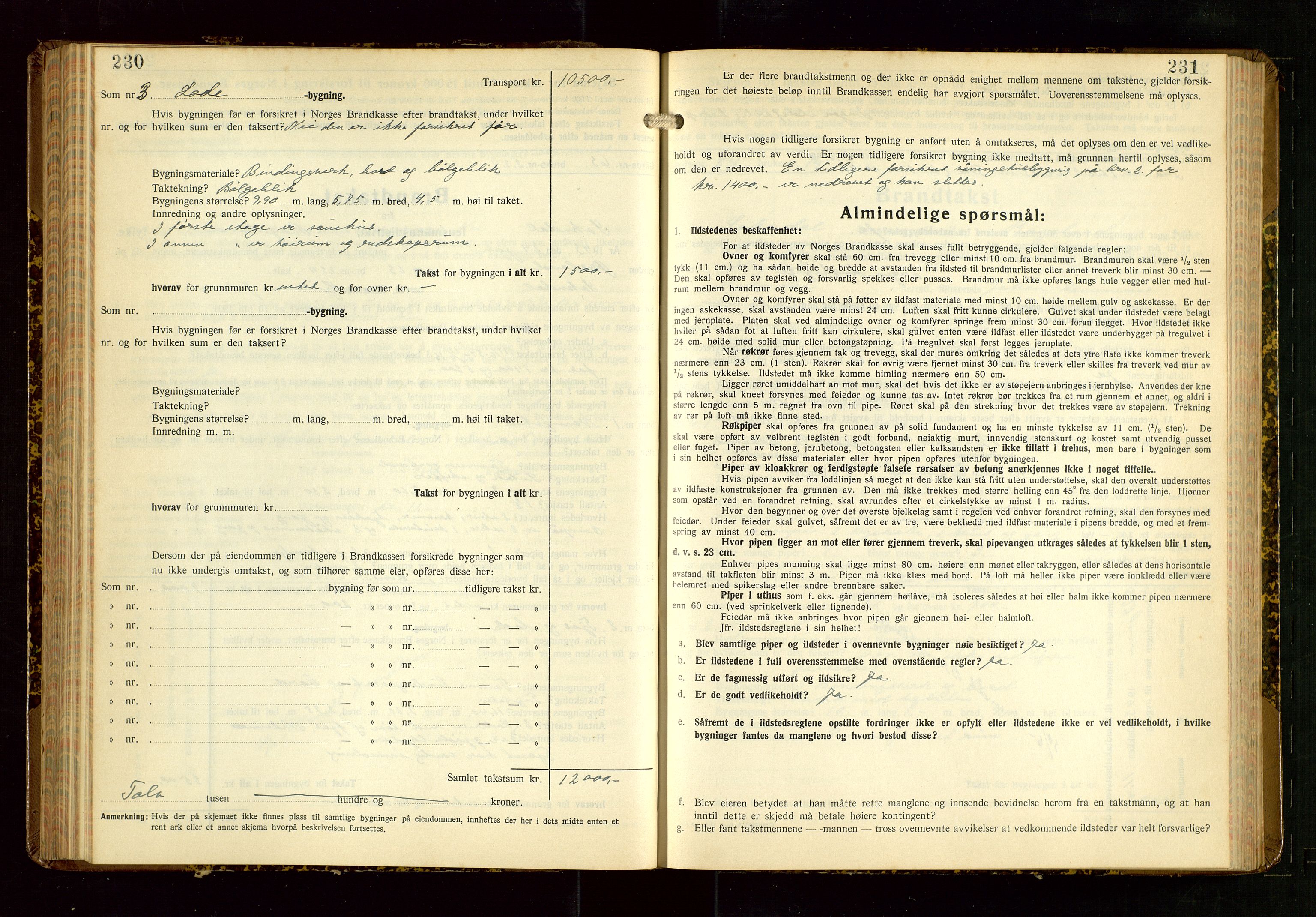 Sokndal lensmannskontor, AV/SAST-A-100417/Gob/L0008: "Brandtakst-Protokoll", 1937-1955, s. 230-231