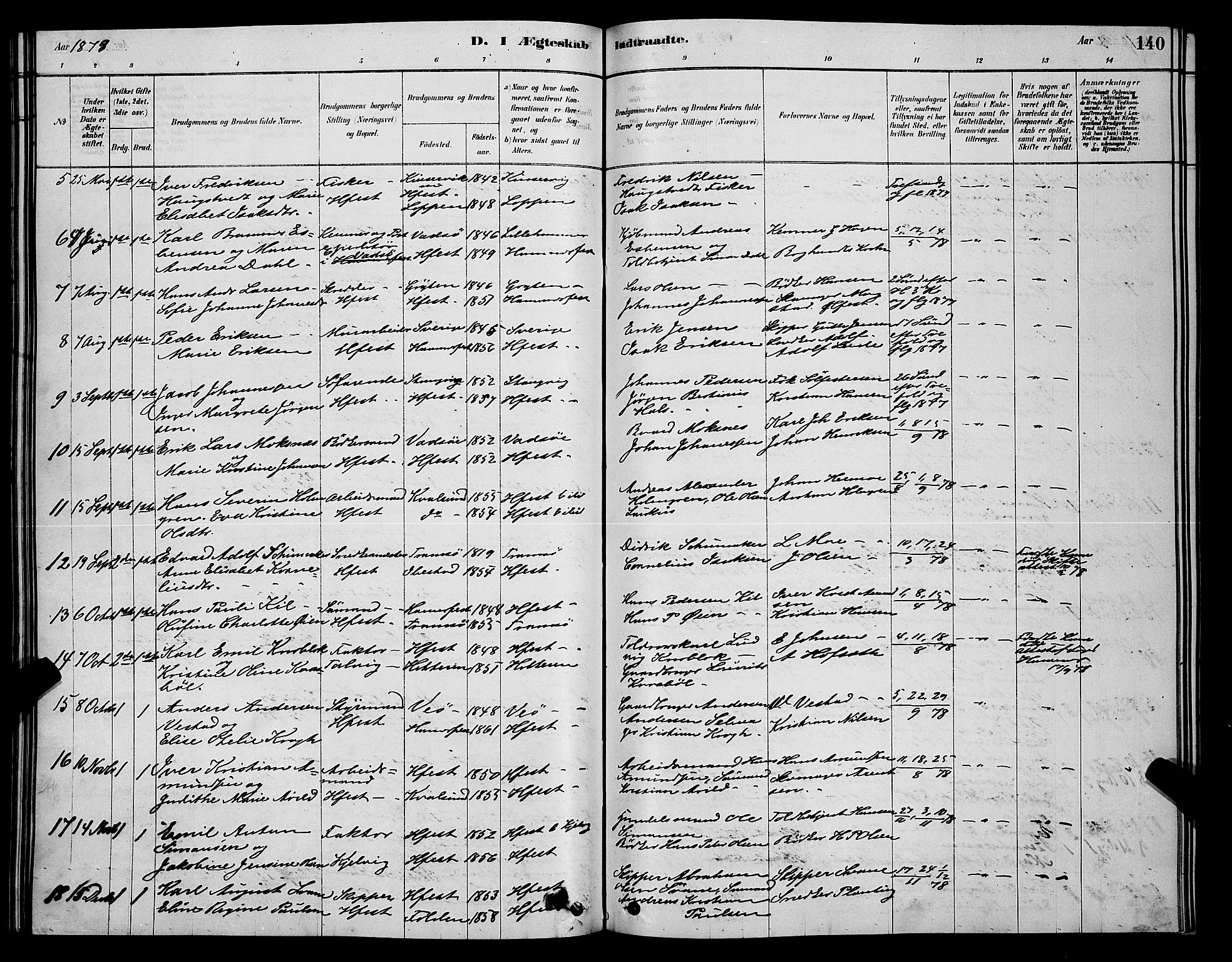 Hammerfest sokneprestkontor, SATØ/S-1347/H/Hb/L0006.klokk: Klokkerbok nr. 6, 1876-1884, s. 140