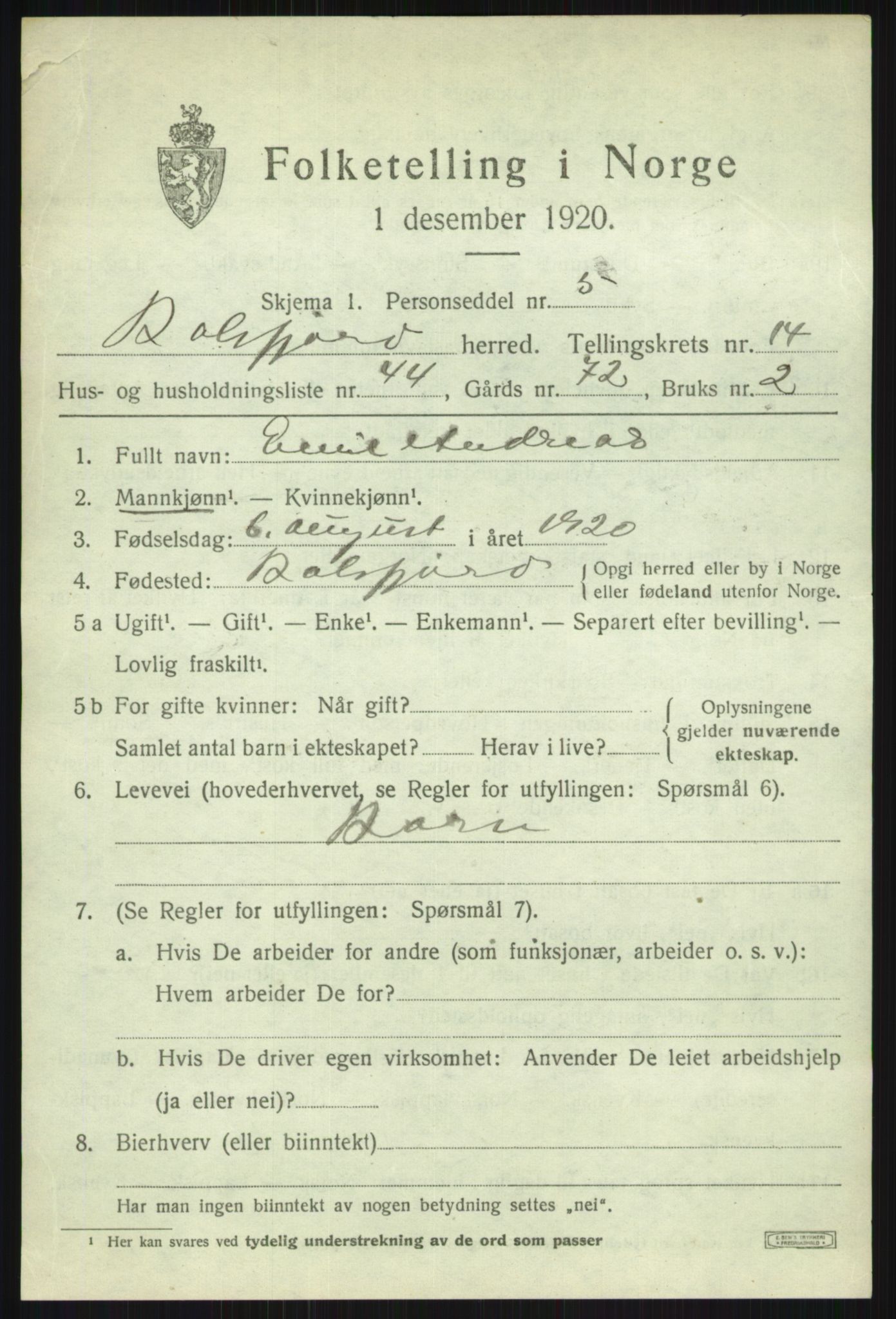 SATØ, Folketelling 1920 for 1933 Balsfjord herred, 1920, s. 8685