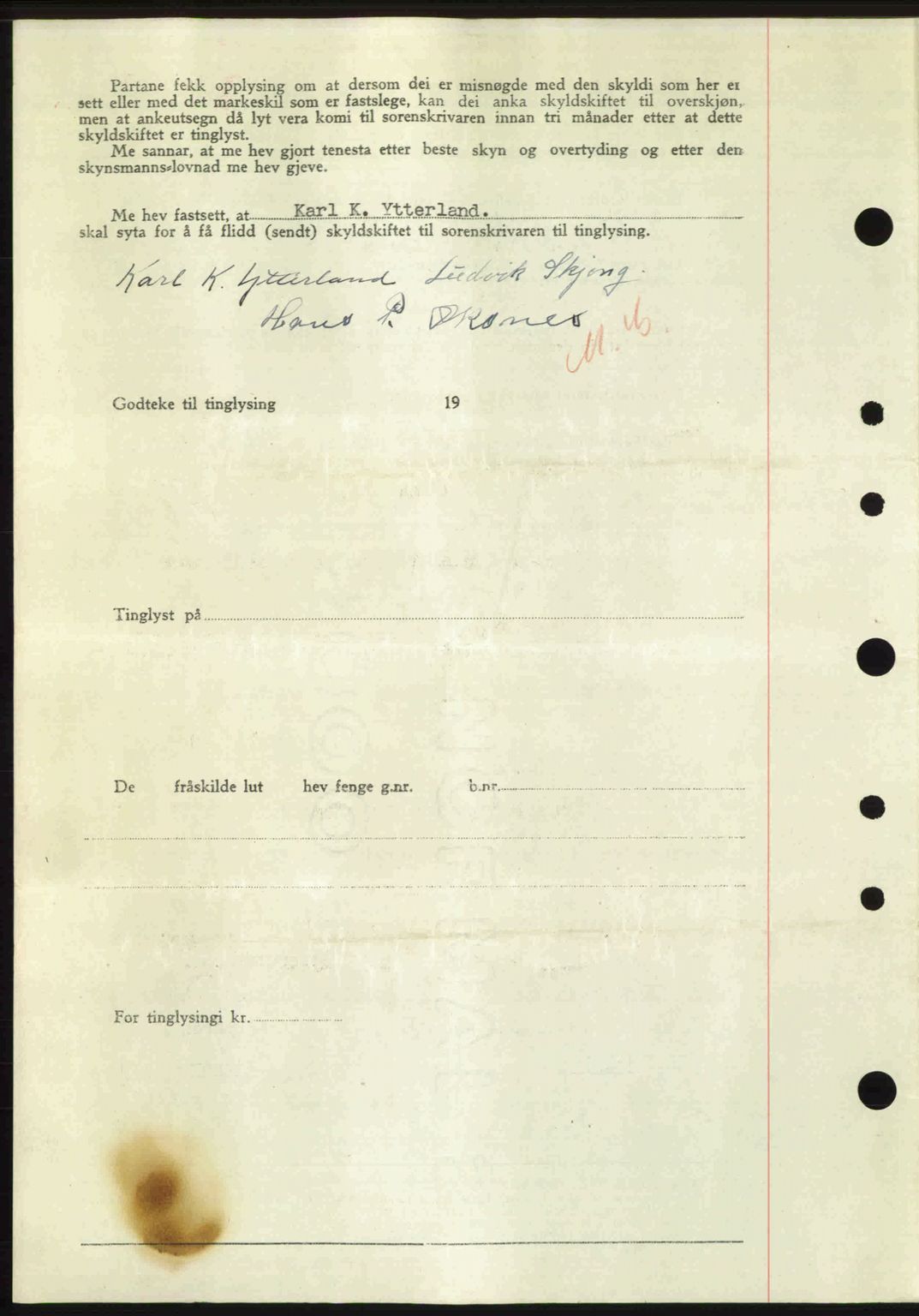 Nordre Sunnmøre sorenskriveri, AV/SAT-A-0006/1/2/2C/2Ca: Pantebok nr. A25, 1947-1947, Dagboknr: 1536/1947