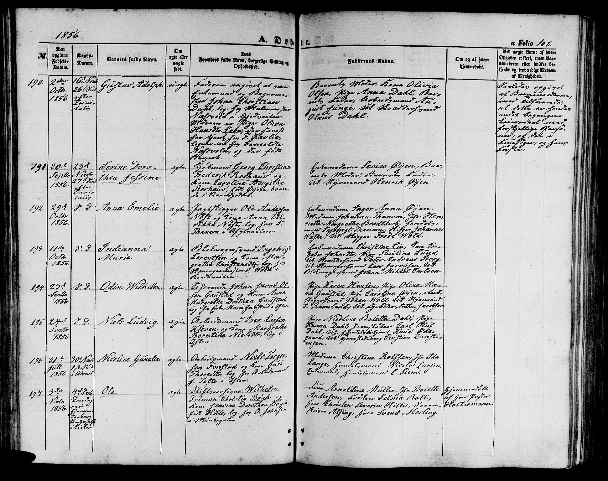 Ministerialprotokoller, klokkerbøker og fødselsregistre - Sør-Trøndelag, SAT/A-1456/602/L0138: Klokkerbok nr. 602C06, 1853-1858, s. 108