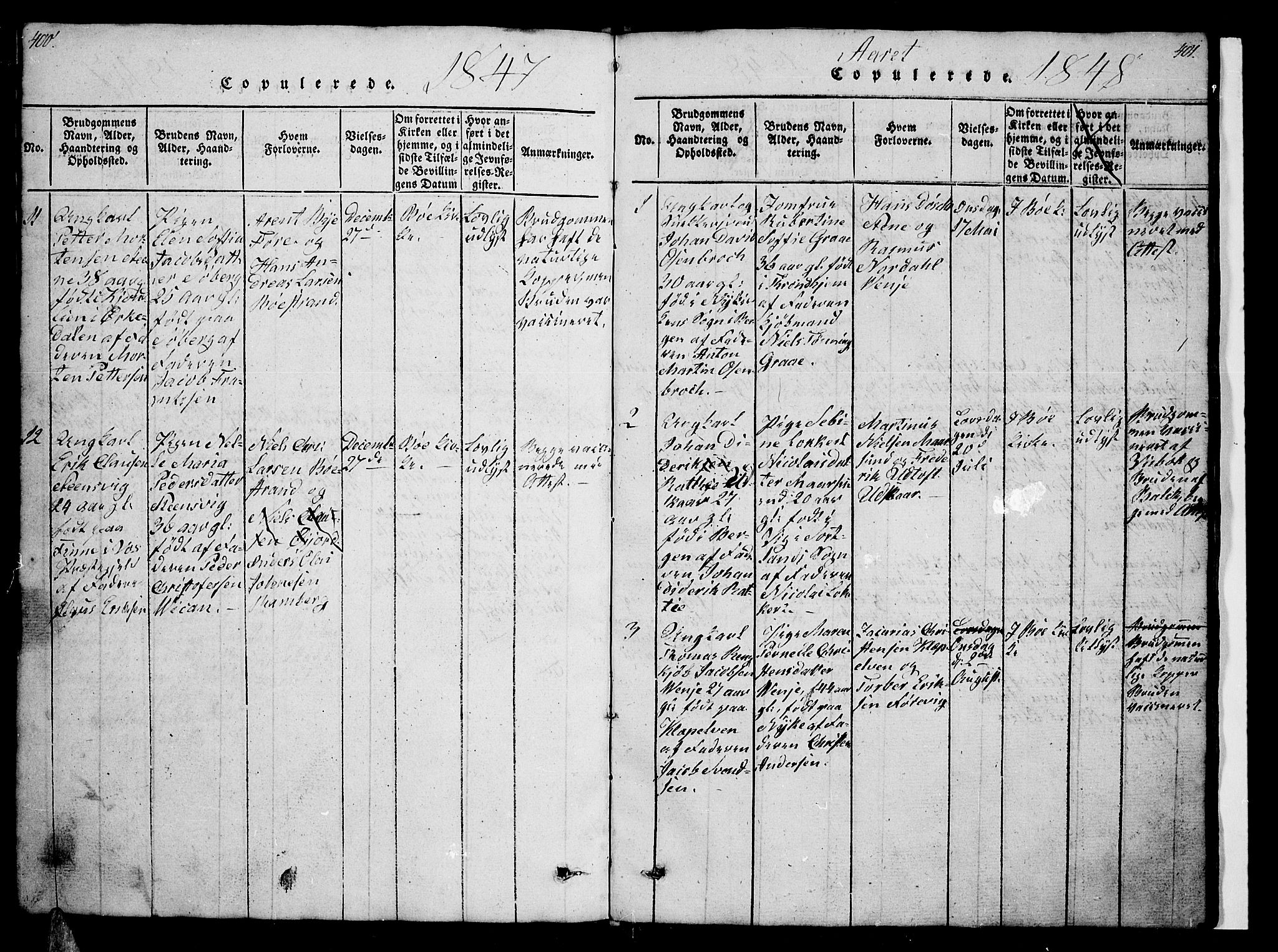 Ministerialprotokoller, klokkerbøker og fødselsregistre - Nordland, AV/SAT-A-1459/891/L1312: Klokkerbok nr. 891C01, 1820-1856, s. 400-401