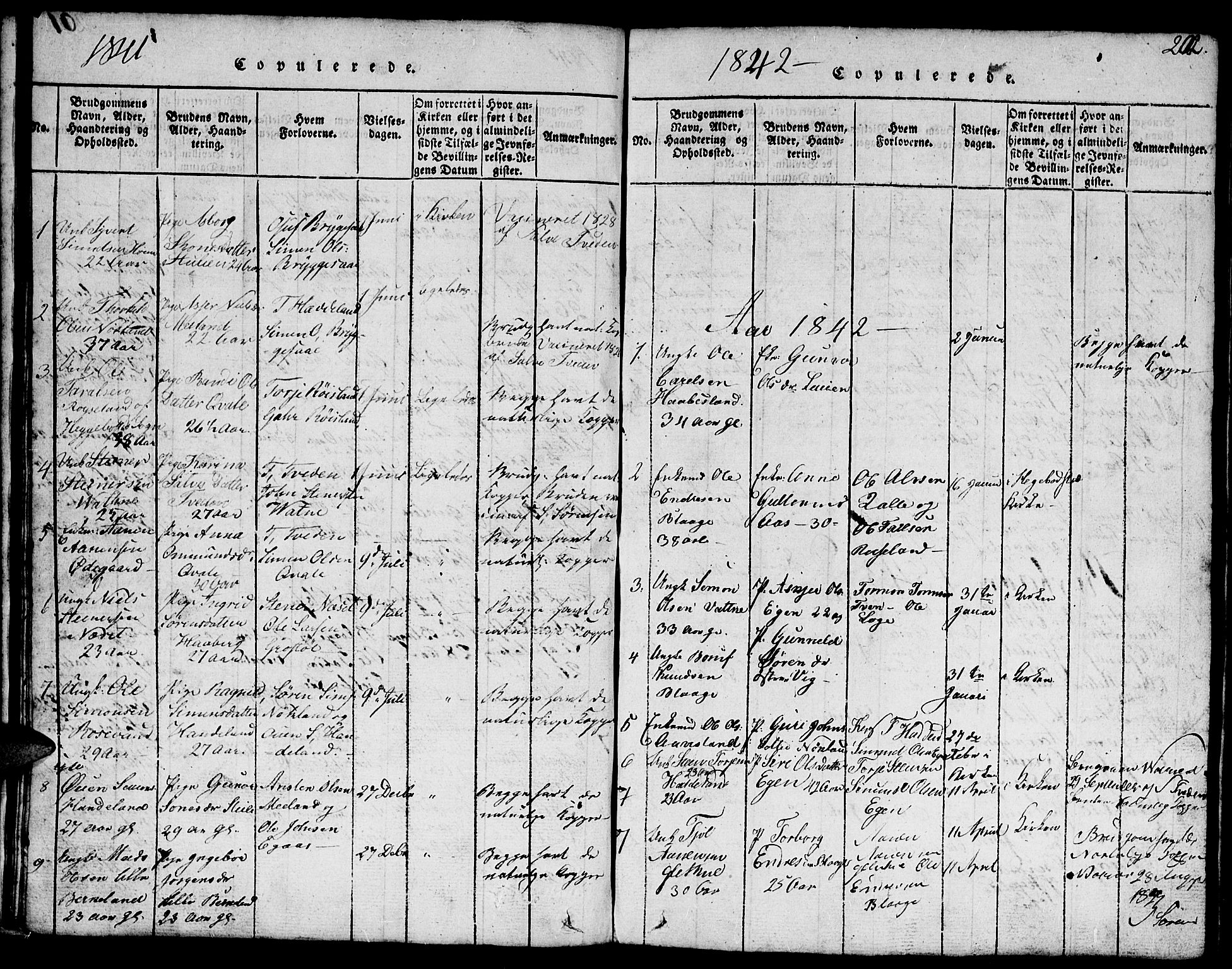 Hægebostad sokneprestkontor, SAK/1111-0024/F/Fb/Fbb/L0001: Klokkerbok nr. B 1, 1816-1850, s. 202