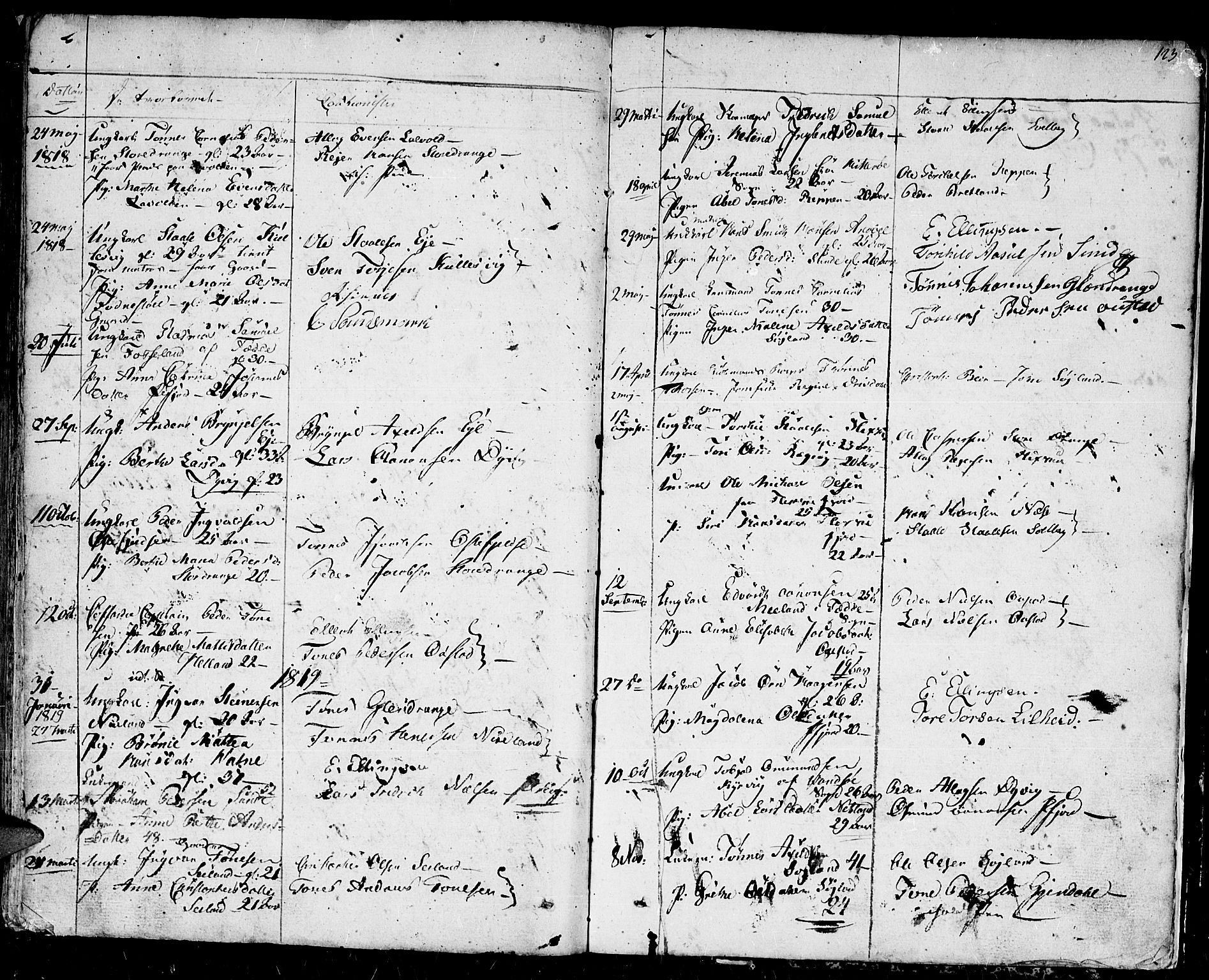 Flekkefjord sokneprestkontor, AV/SAK-1111-0012/F/Fb/Fbc/L0002: Klokkerbok nr. B 2, 1801-1816, s. 123