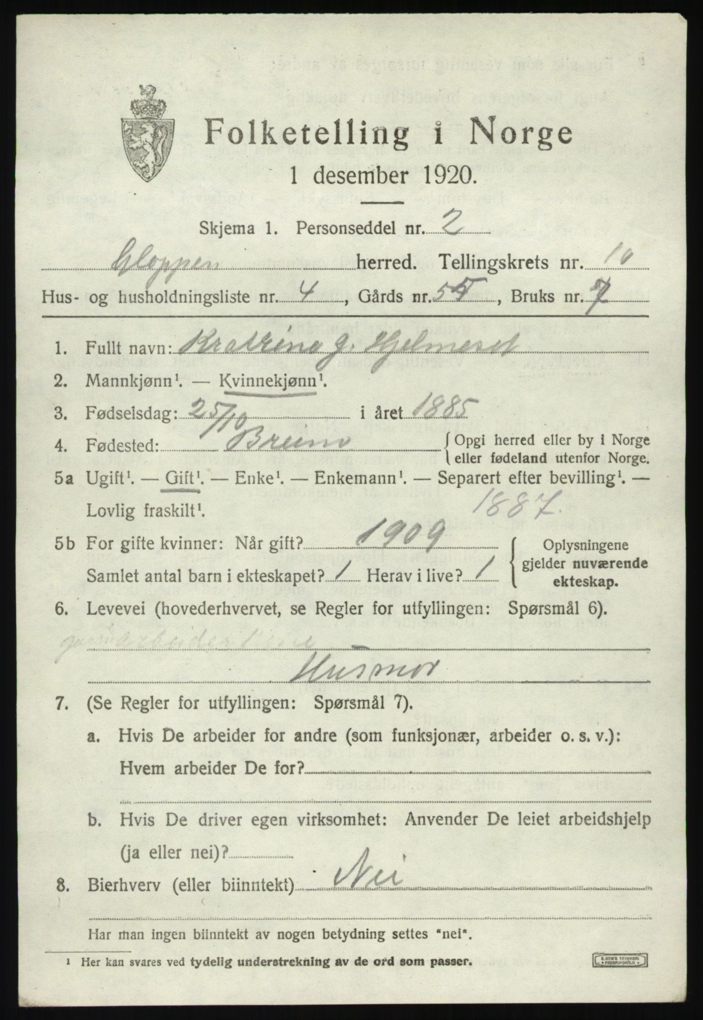 SAB, Folketelling 1920 for 1445 Gloppen herred, 1920, s. 5246