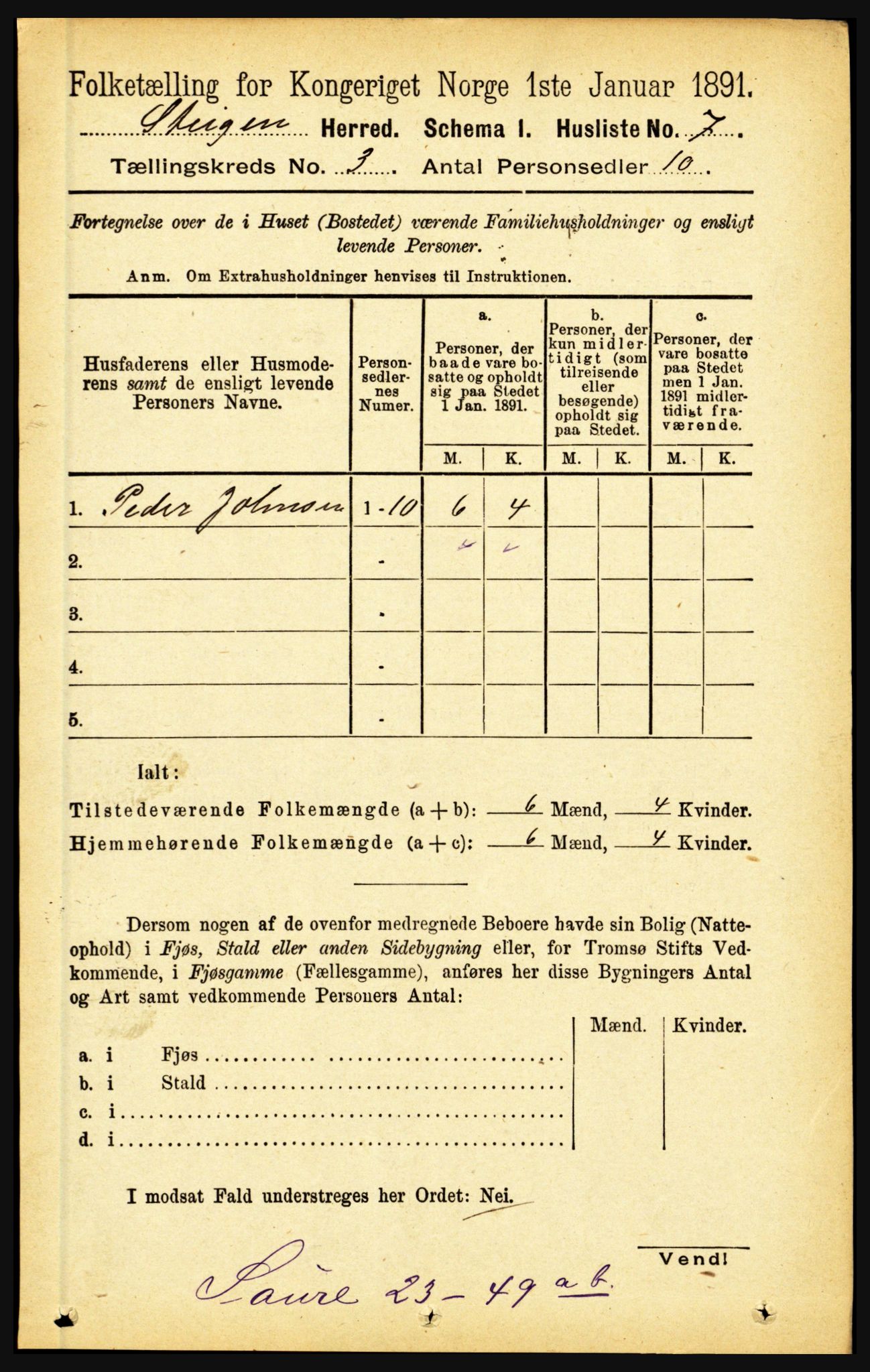 RA, Folketelling 1891 for 1848 Steigen herred, 1891, s. 869