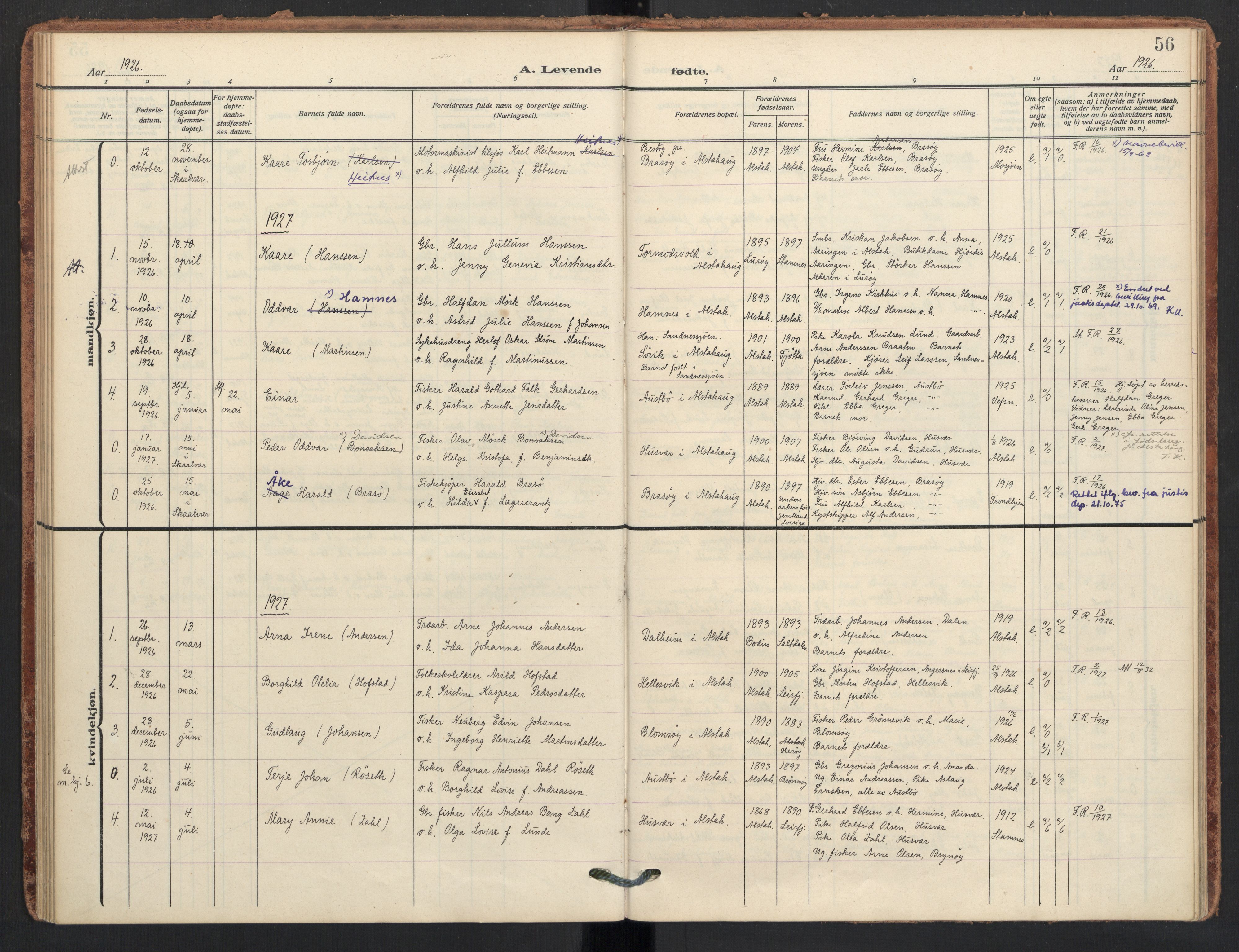 Ministerialprotokoller, klokkerbøker og fødselsregistre - Nordland, SAT/A-1459/830/L0455: Ministerialbok nr. 830A19, 1912-1942, s. 56