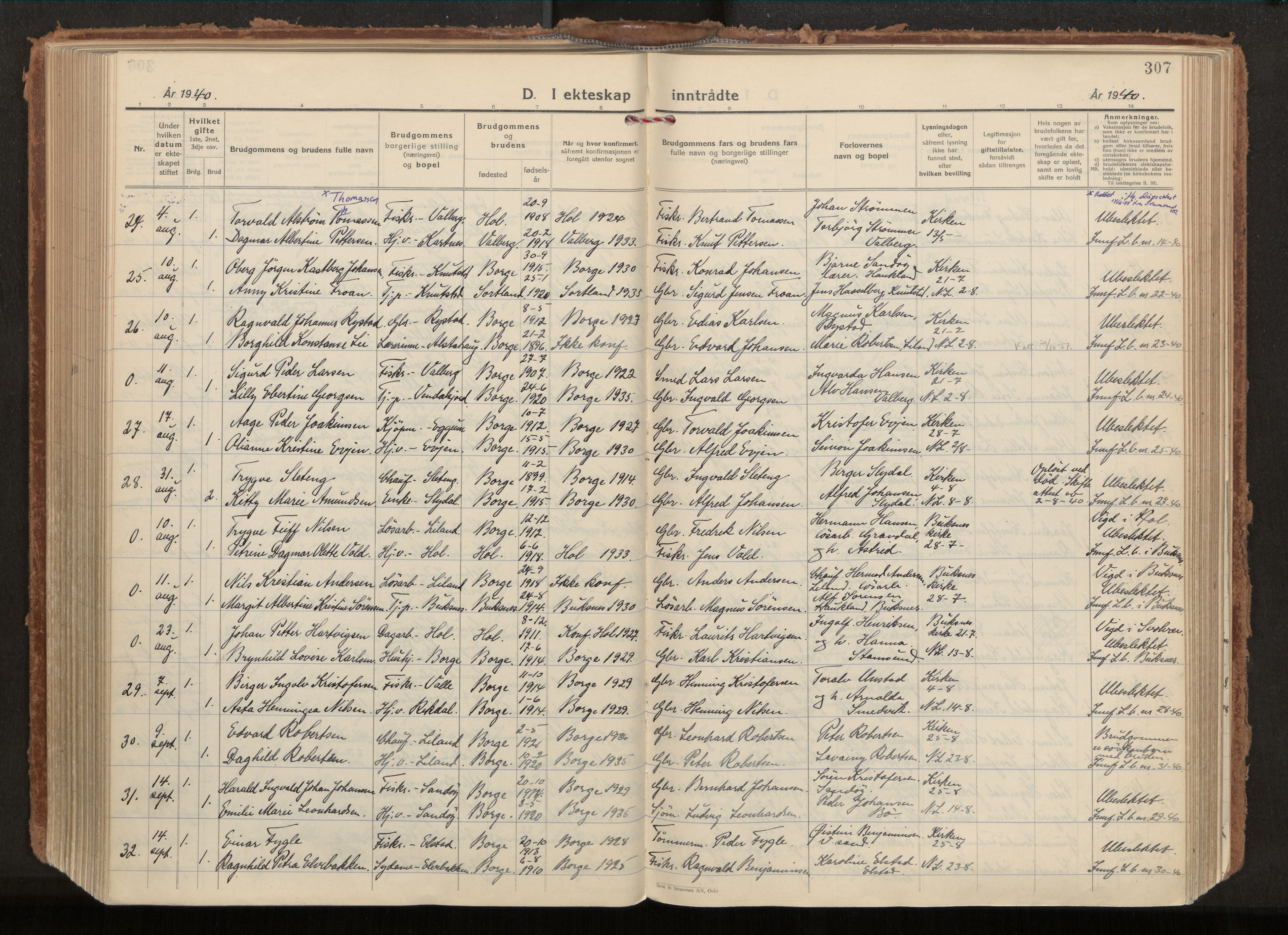 Ministerialprotokoller, klokkerbøker og fødselsregistre - Nordland, AV/SAT-A-1459/880/L1137: Ministerialbok nr. 880A11, 1927-1944, s. 307