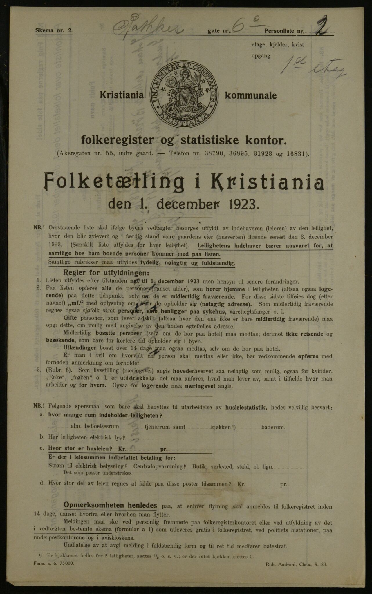 OBA, Kommunal folketelling 1.12.1923 for Kristiania, 1923, s. 90894