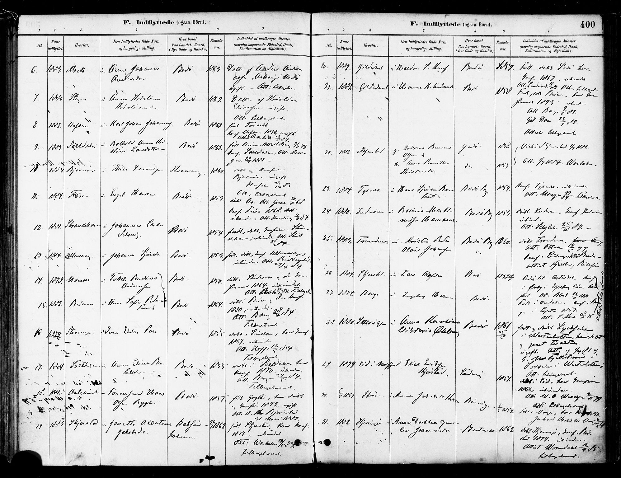 Ministerialprotokoller, klokkerbøker og fødselsregistre - Nordland, AV/SAT-A-1459/802/L0054: Ministerialbok nr. 802A01, 1879-1893, s. 400