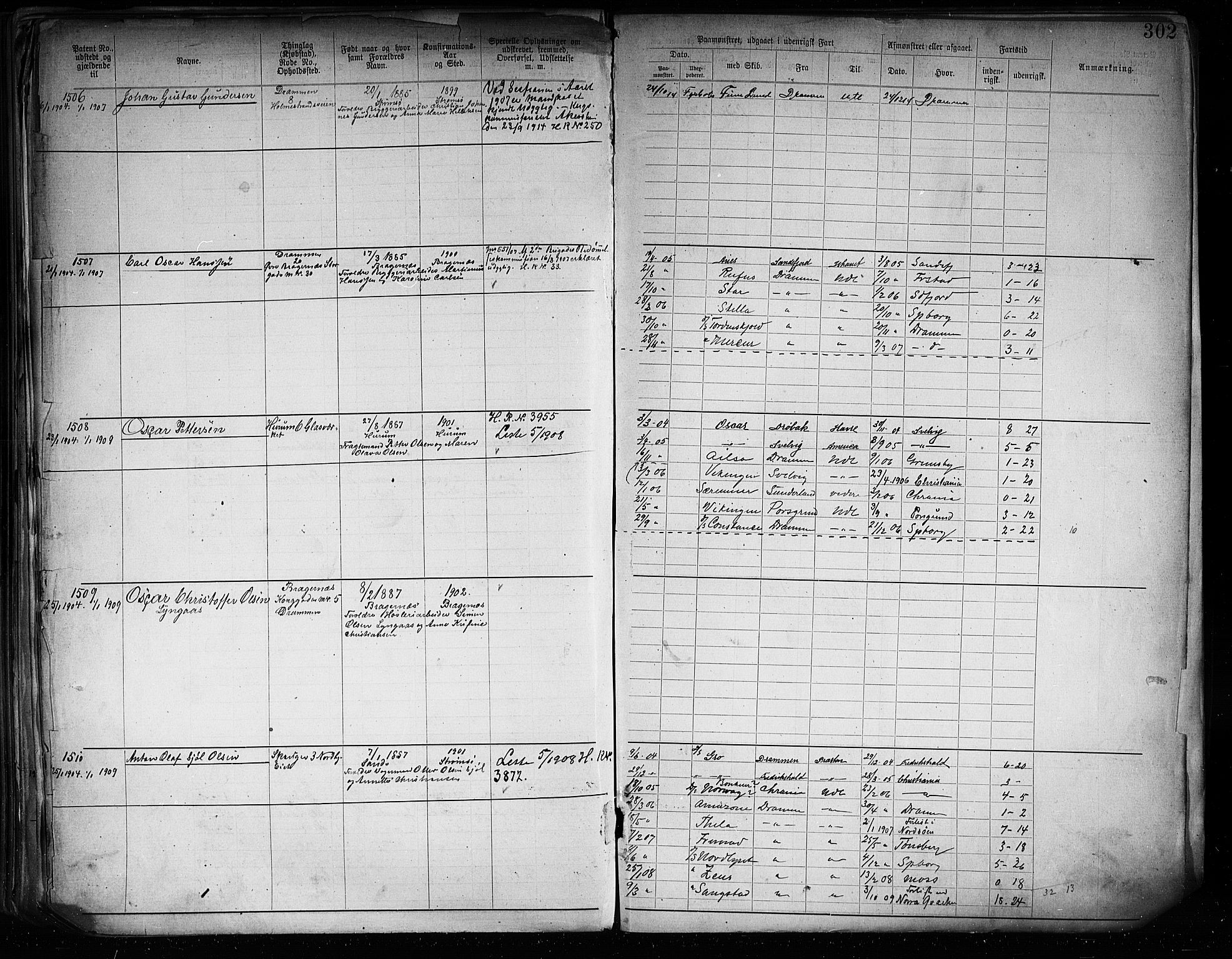 Drammen innrulleringsdistrikt, SAKO/A-781/F/Fb/L0005: Annotasjonsrulle, 1894-1905, s. 305