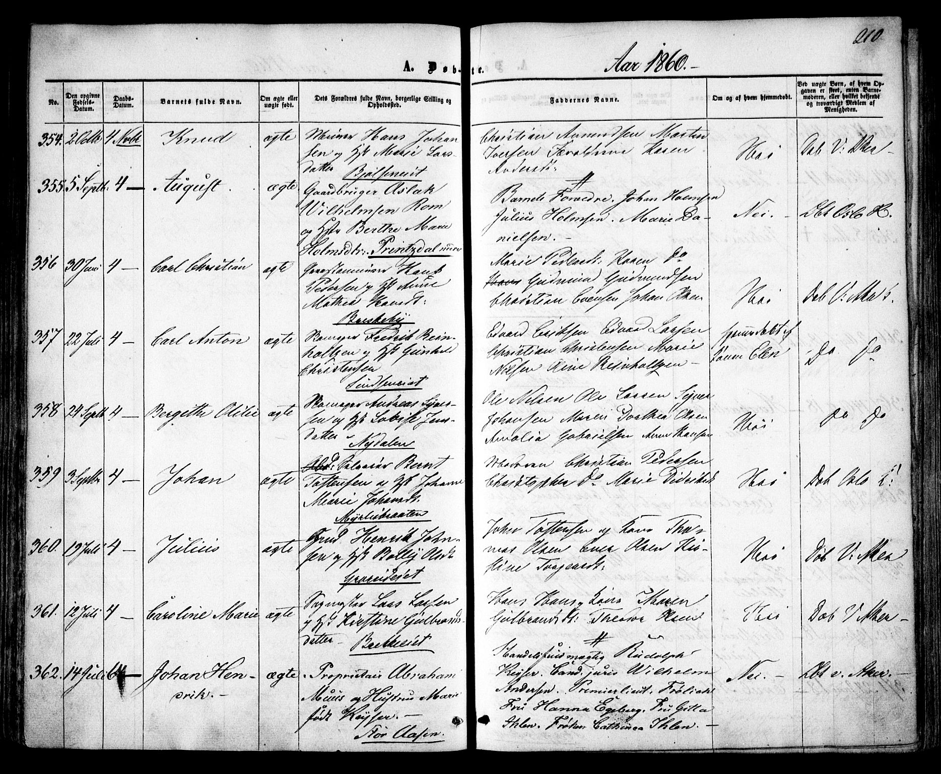 Vestre Aker prestekontor Kirkebøker, AV/SAO-A-10025/F/Fa/L0003: Ministerialbok nr. 3, 1857-1868, s. 210