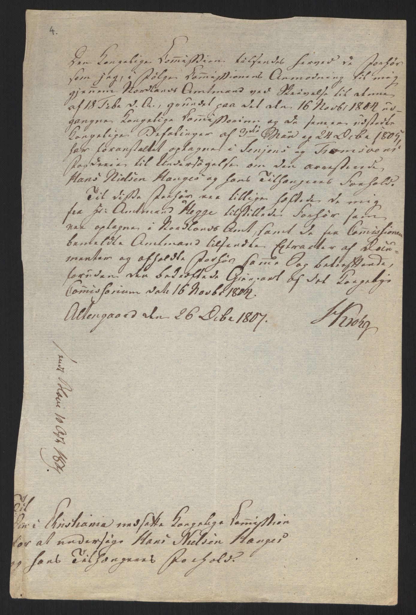 Justisdepartementet, Kommisjon i saken mot Hans Nielsen Hauge 1804, AV/RA-S-1151/D/L0001: Hans Nielsen Hauges sak, 1804-1813