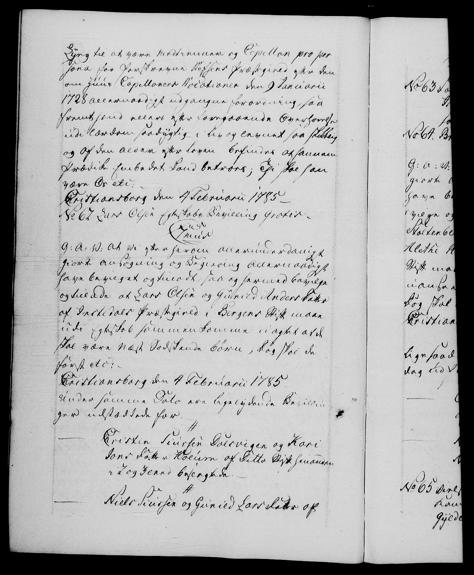 Danske Kanselli 1572-1799, RA/EA-3023/F/Fc/Fca/Fcaa/L0050: Norske registre, 1784-1785, s. 495b