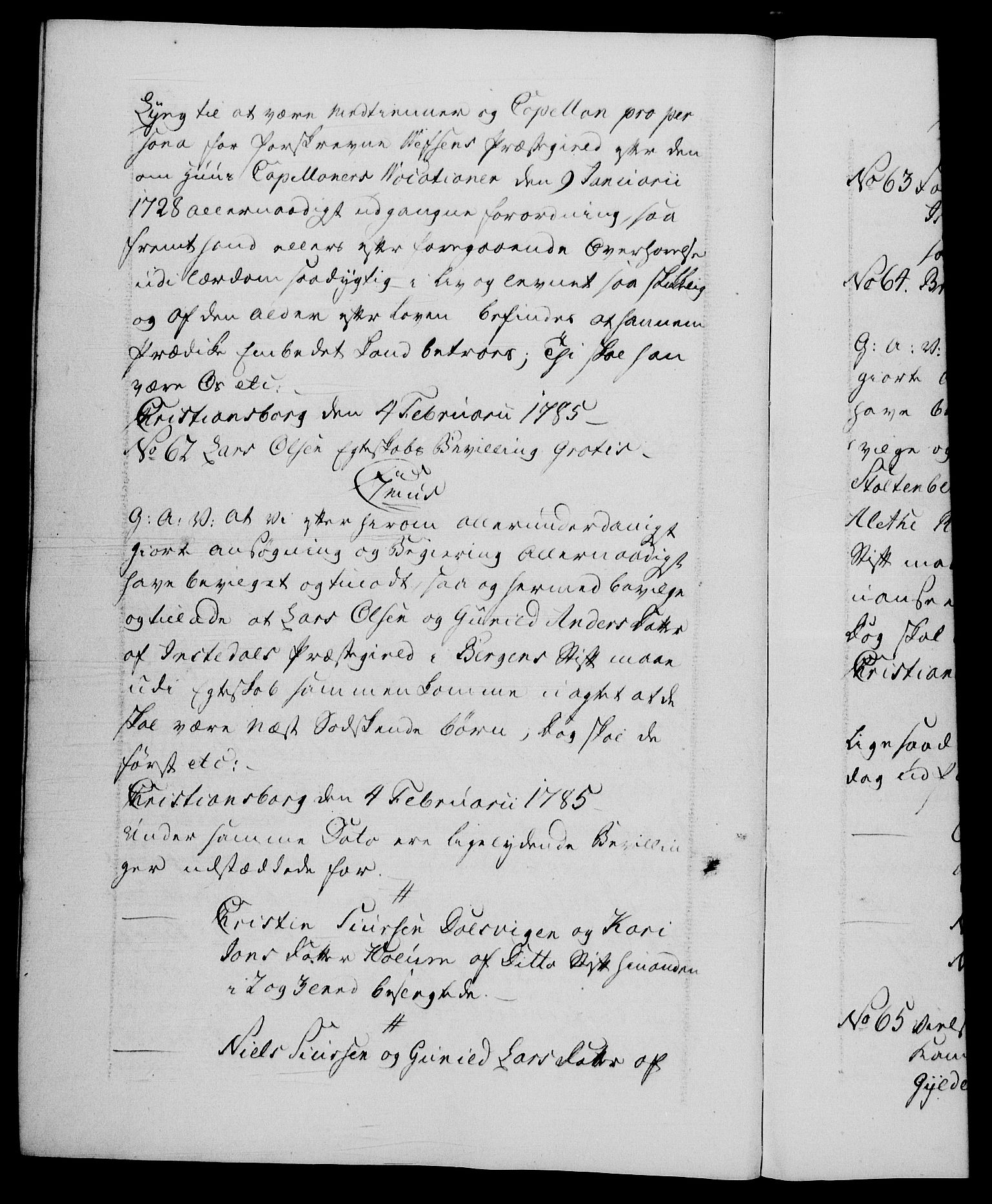 Danske Kanselli 1572-1799, AV/RA-EA-3023/F/Fc/Fca/Fcaa/L0050: Norske registre, 1784-1785, s. 495b