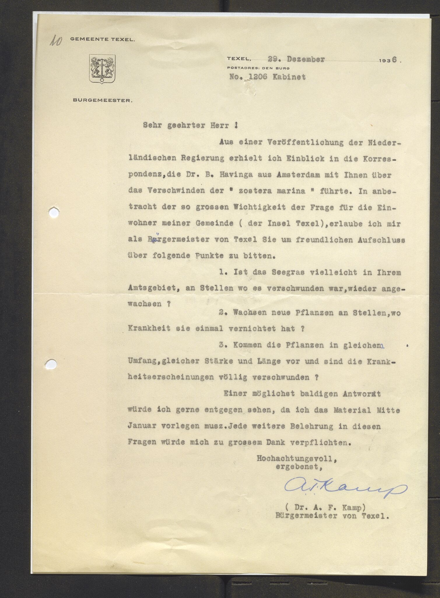 Bergens Museum, AV/SAB-A-17301/13/D/L0002: Korrespondanse , 1928-1940, s. 620