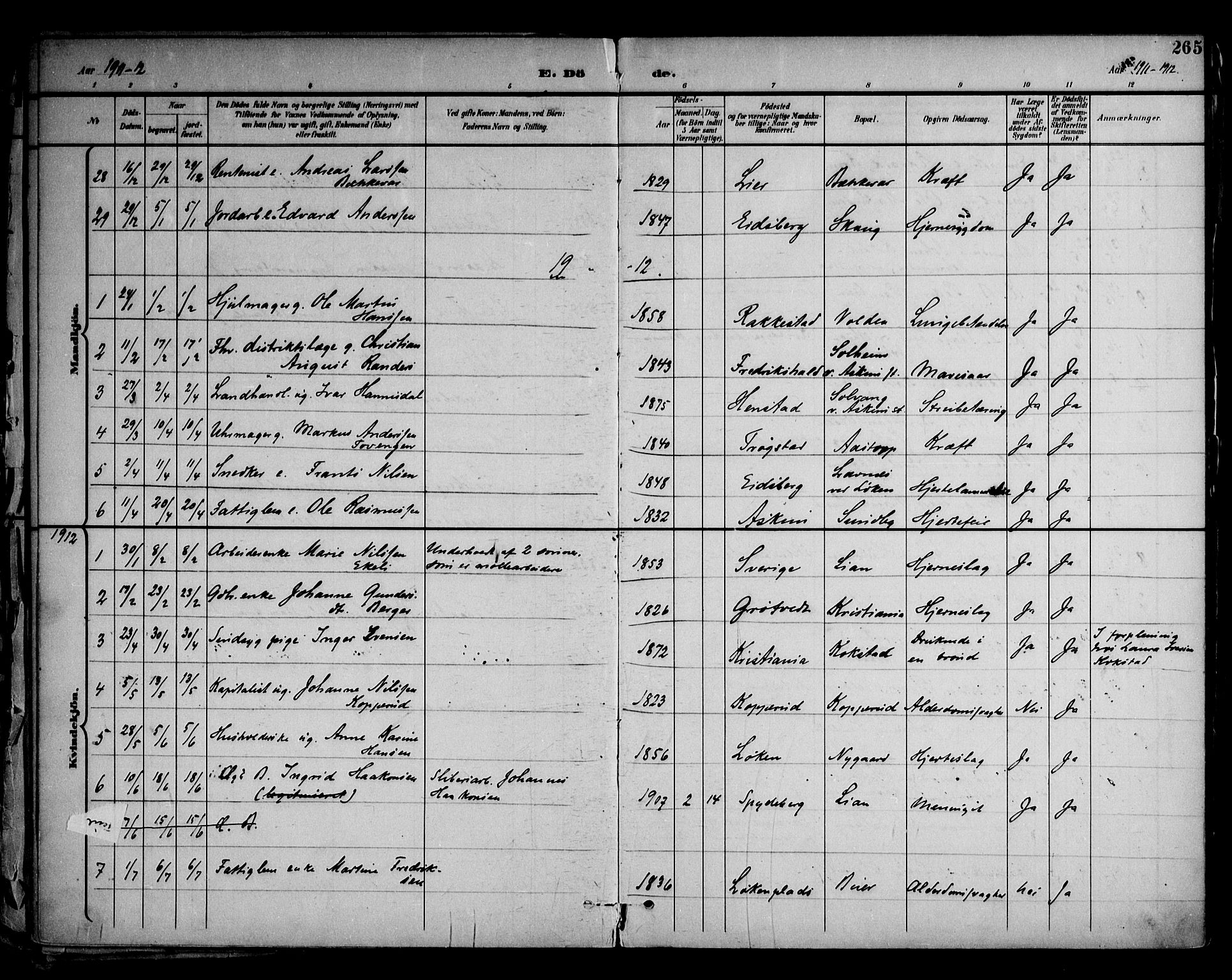 Askim prestekontor Kirkebøker, AV/SAO-A-10900/F/Fa/L0008: Ministerialbok nr. 8, 1898-1912, s. 265