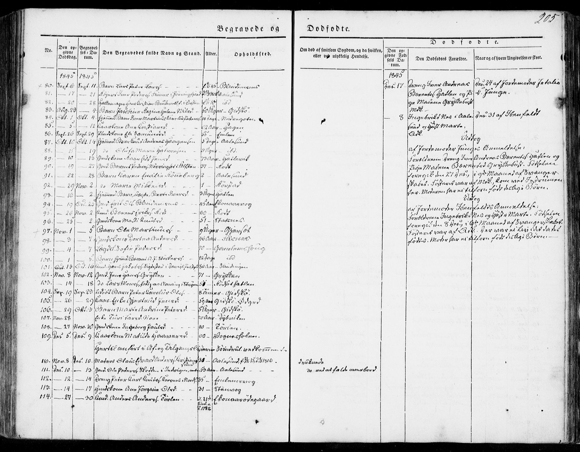 Ministerialprotokoller, klokkerbøker og fødselsregistre - Møre og Romsdal, AV/SAT-A-1454/528/L0396: Ministerialbok nr. 528A07, 1839-1847, s. 205