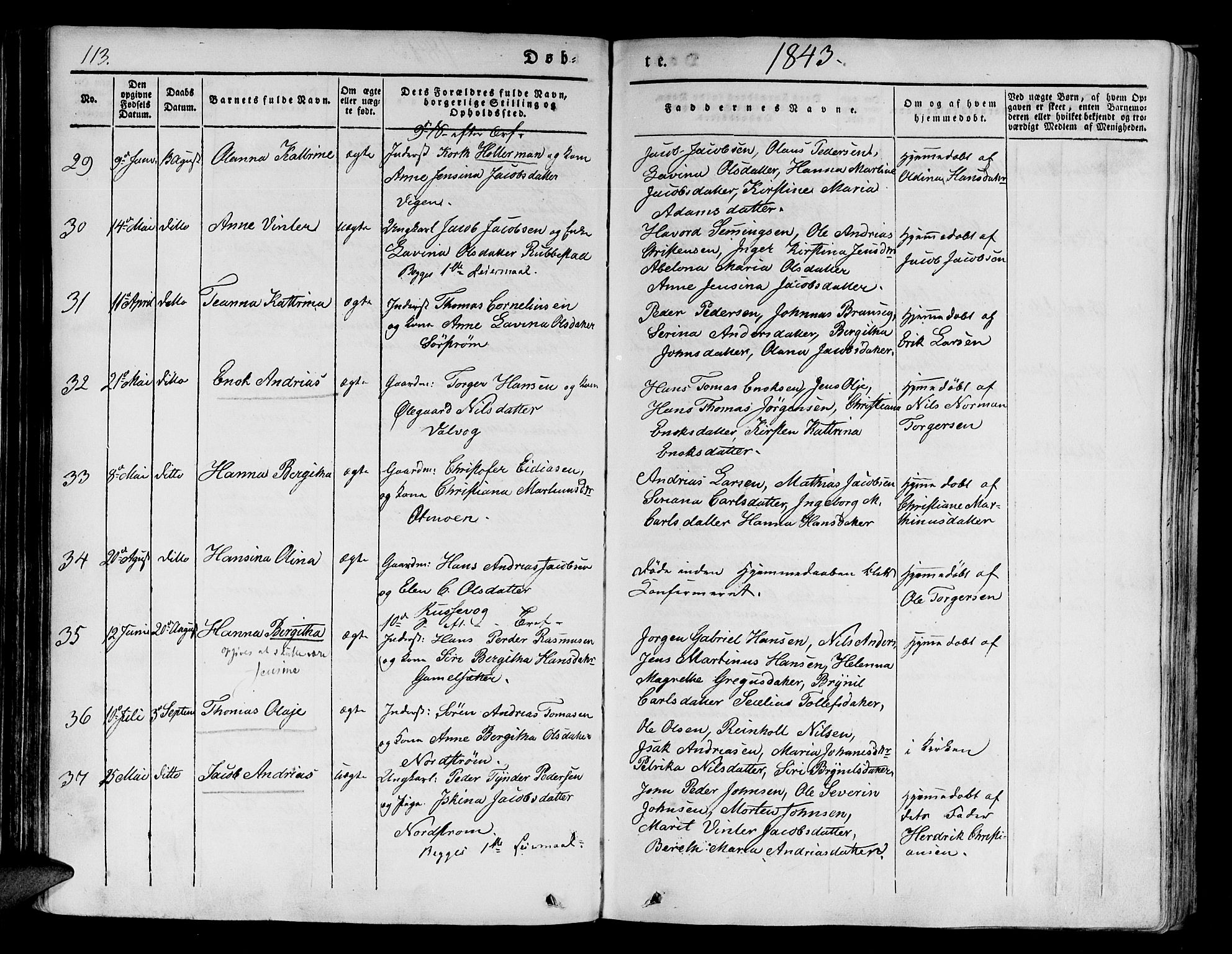Tranøy sokneprestkontor, AV/SATØ-S-1313/I/Ia/Iaa/L0005kirke: Ministerialbok nr. 5, 1829-1844, s. 113