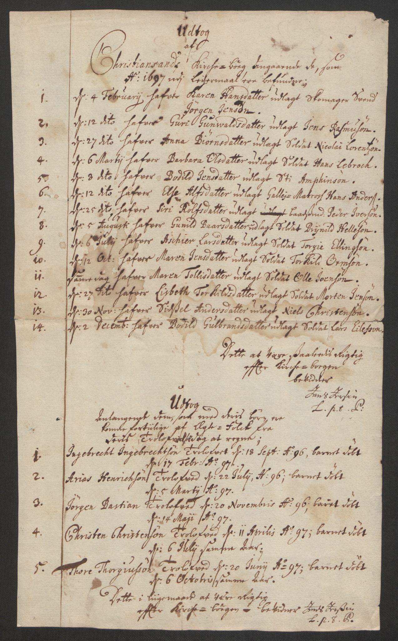 Rentekammeret inntil 1814, Reviderte regnskaper, Byregnskaper, AV/RA-EA-4066/R/Rm/L0285: [M18] Sikt og sakefall, 1681-1718, s. 259