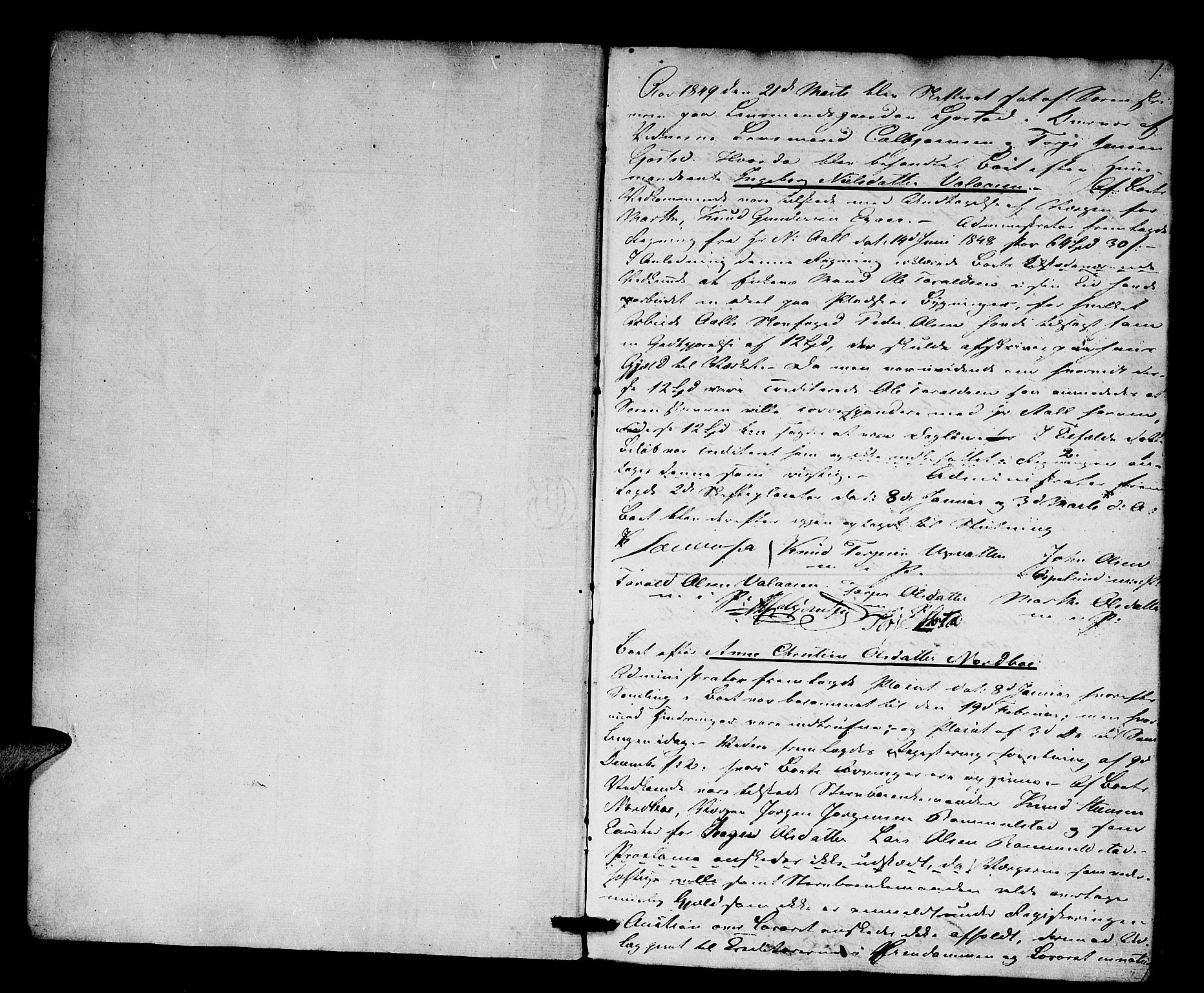 Østre Råbyggelag sorenskriveri, AV/SAK-1221-0016/H/Hc/L0033: Skifteforhandlingsprotokoll nr 27, 1849-1852, s. 0b-1a