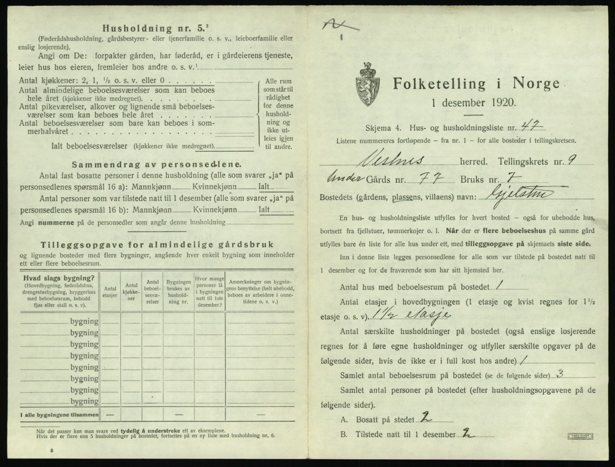 SAT, Folketelling 1920 for 1535 Vestnes herred, 1920, s. 1029