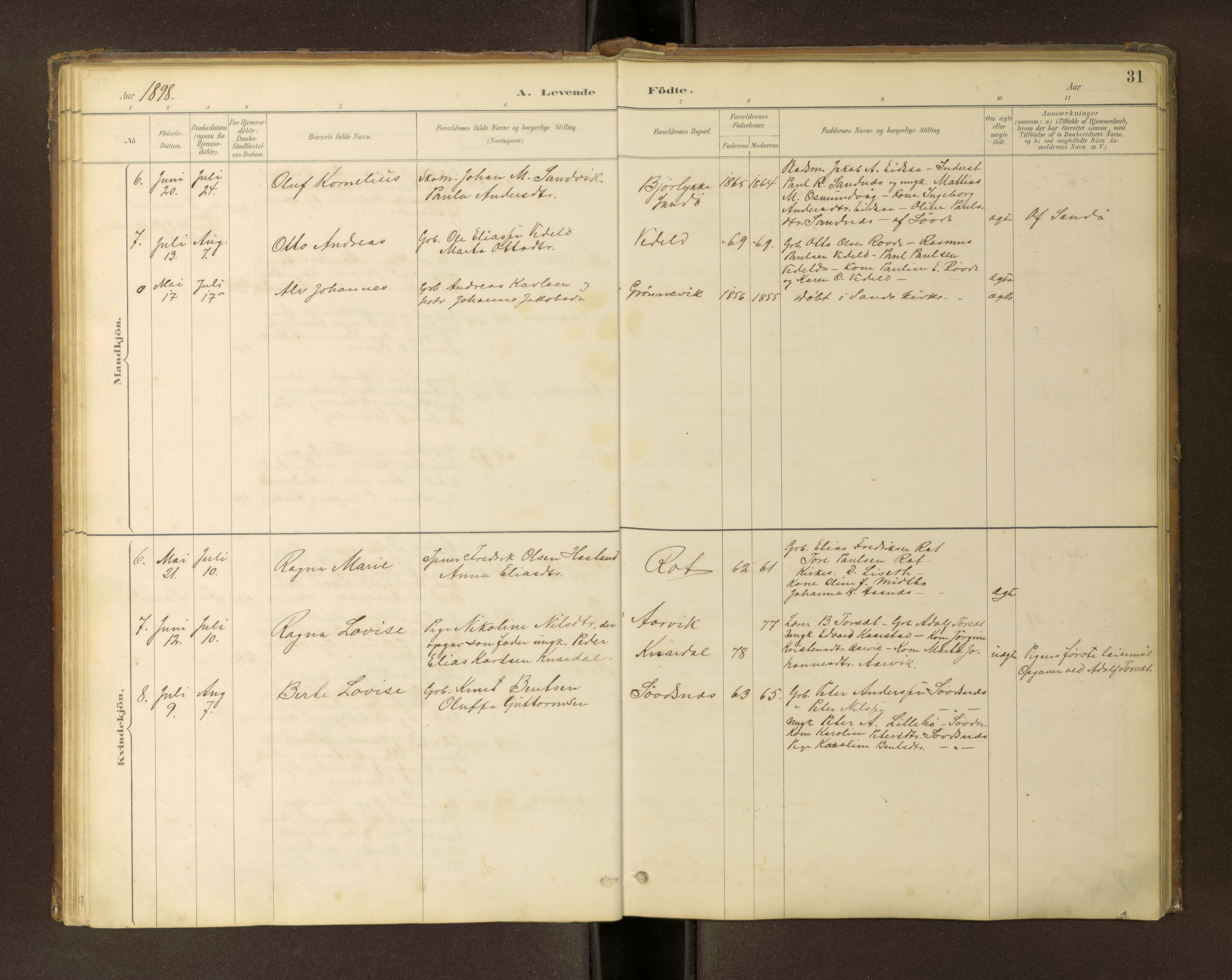 Ministerialprotokoller, klokkerbøker og fødselsregistre - Møre og Romsdal, SAT/A-1454/504/L0060: Klokkerbok nr. 504C02, 1884-1903, s. 31