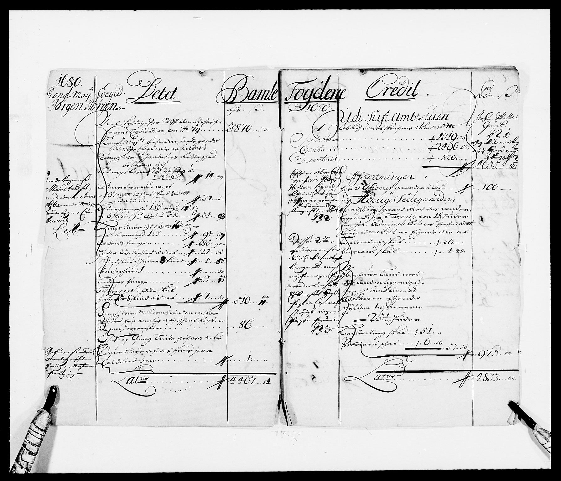 Rentekammeret inntil 1814, Reviderte regnskaper, Fogderegnskap, RA/EA-4092/R34/L2045: Fogderegnskap Bamble, 1680-1681, s. 2