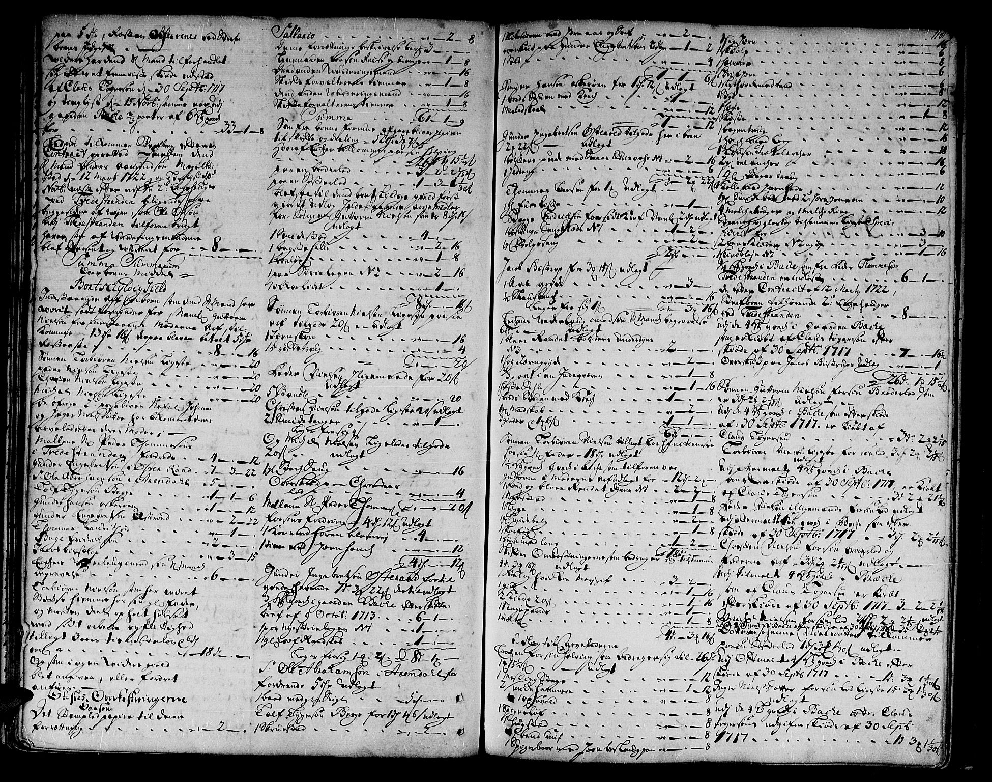 Nedenes sorenskriveri før 1824, SAK/1221-0007/H/Hc/L0010: Skifteprotokoll med register nr 9a, 1722-1727, s. 117b-118a