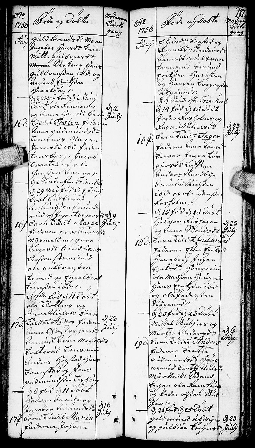 Aurskog prestekontor Kirkebøker, SAO/A-10304a/F/Fa/L0002: Ministerialbok nr. I 2, 1735-1766, s. 187