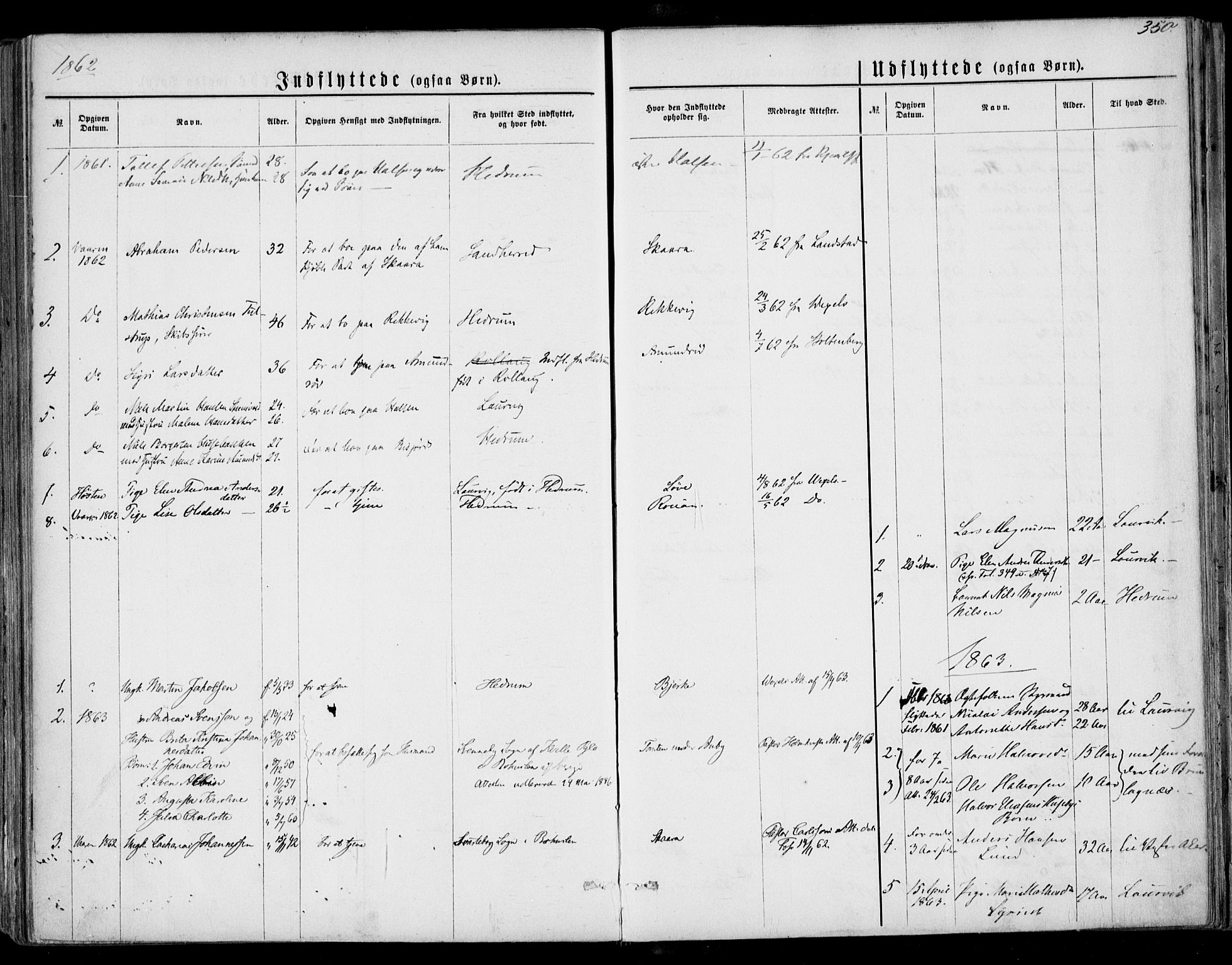 Tjølling kirkebøker, AV/SAKO-A-60/F/Fa/L0007: Ministerialbok nr. 7, 1860-1876, s. 350