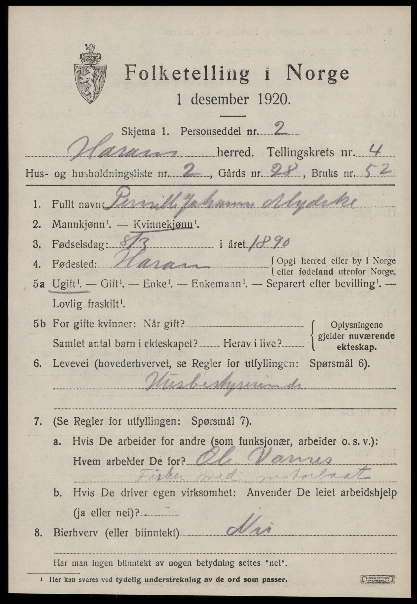 SAT, Folketelling 1920 for 1534 Haram herred, 1920, s. 2243