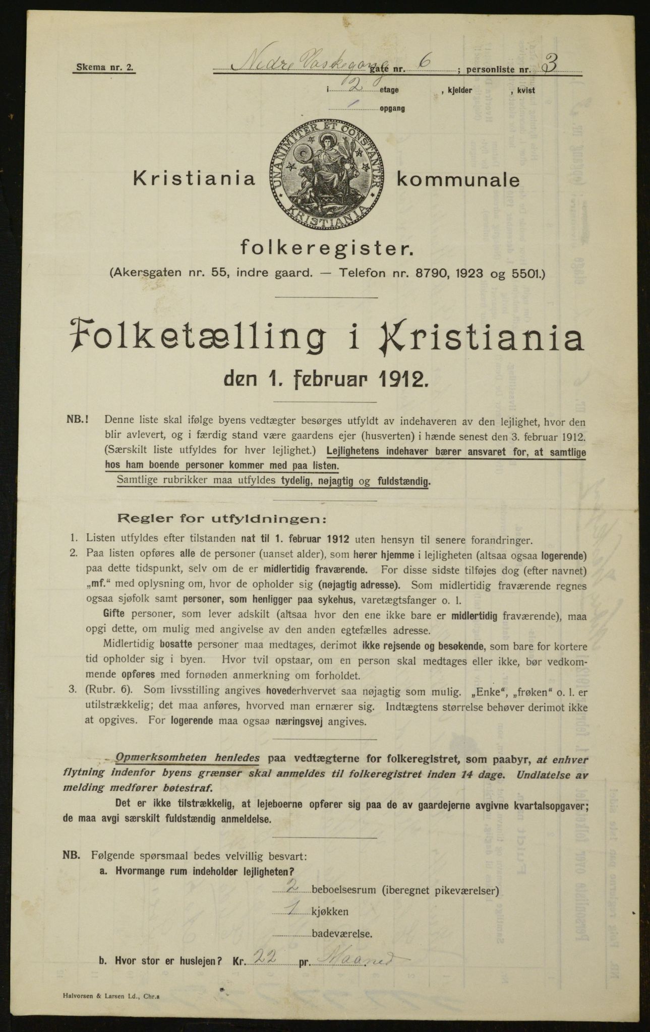 OBA, Kommunal folketelling 1.2.1912 for Kristiania, 1912, s. 70116
